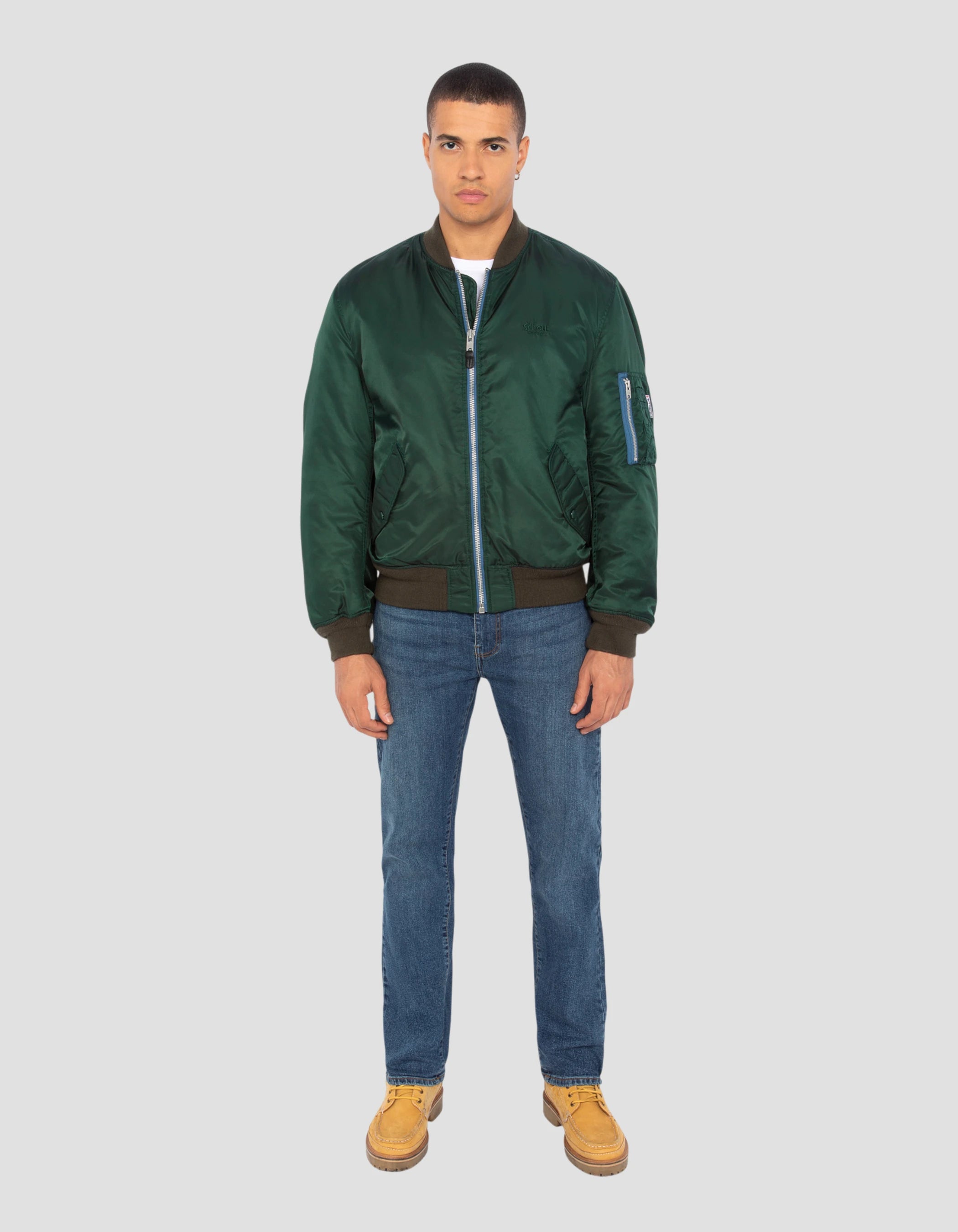Bomber Ma -1 washing Forest green in recycled nylon, comfort cut