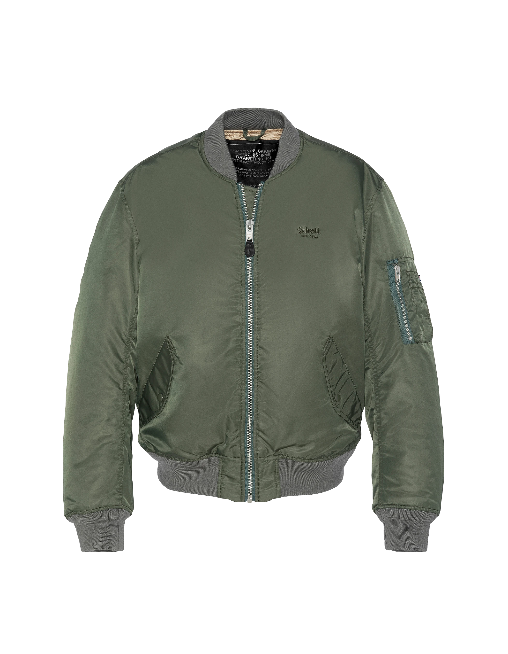 Recycled Nylon washed MA-1 green bomber jacket, comfort fit, plus Recycled Nylon washed MA-1 green bomber jacket, comfort fit, plus