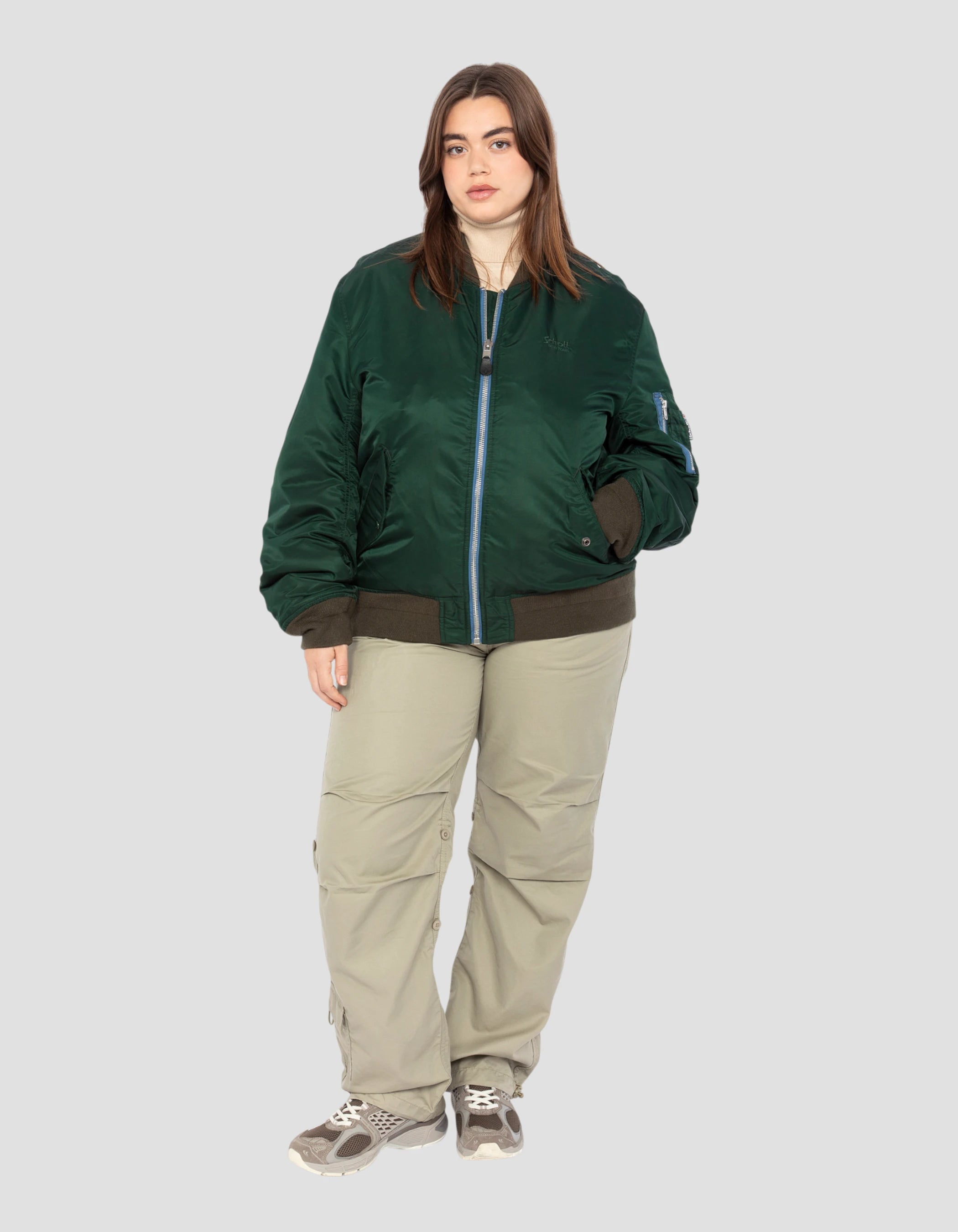 Recycled Nylon washed MA-1 forest bomber jacket, comfort fit, plus