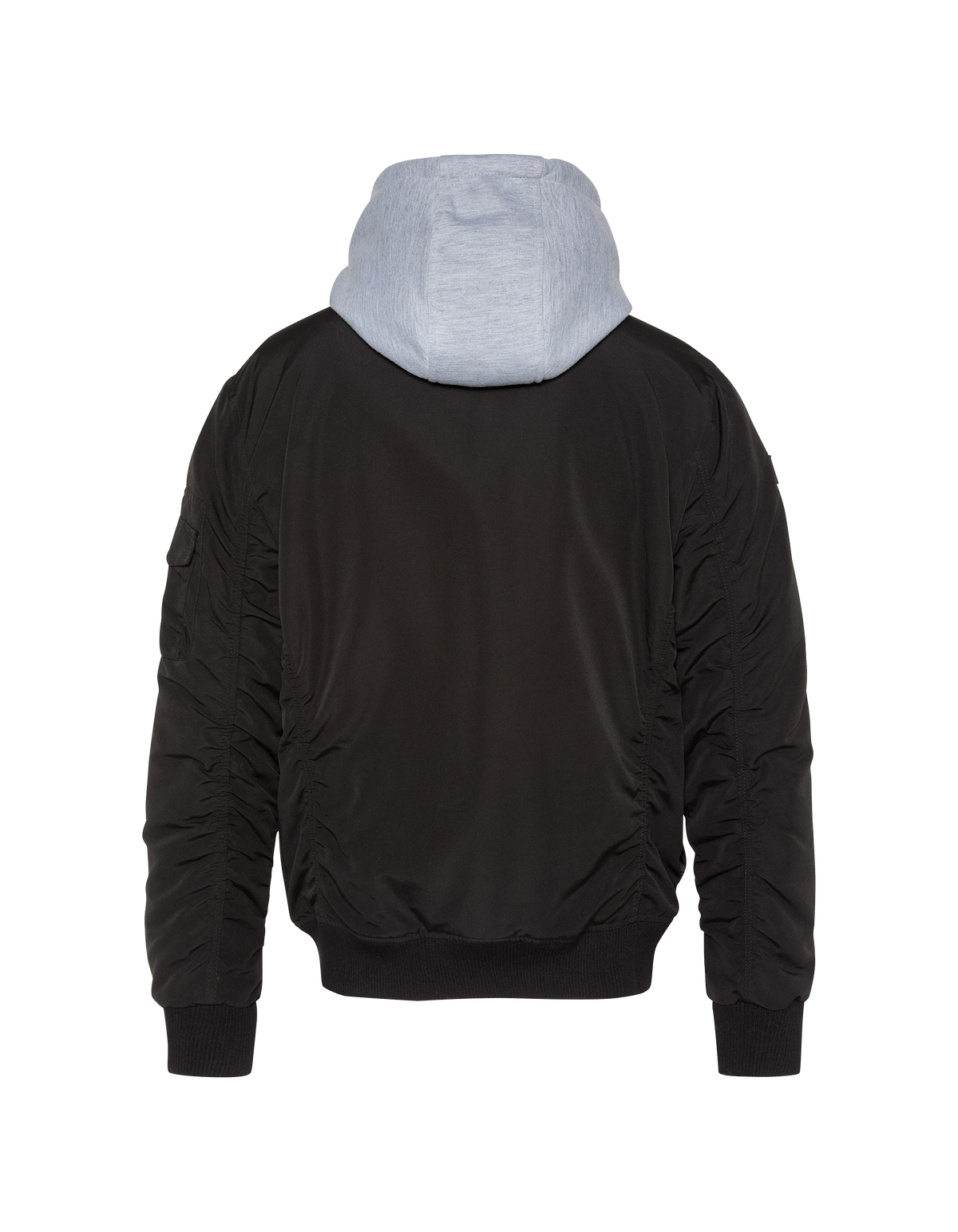 Bomber nero con cappuccio in felpa