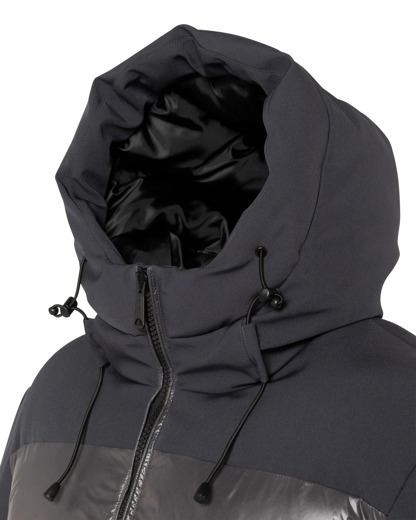 Blouson à capuche anthracite bi-matière