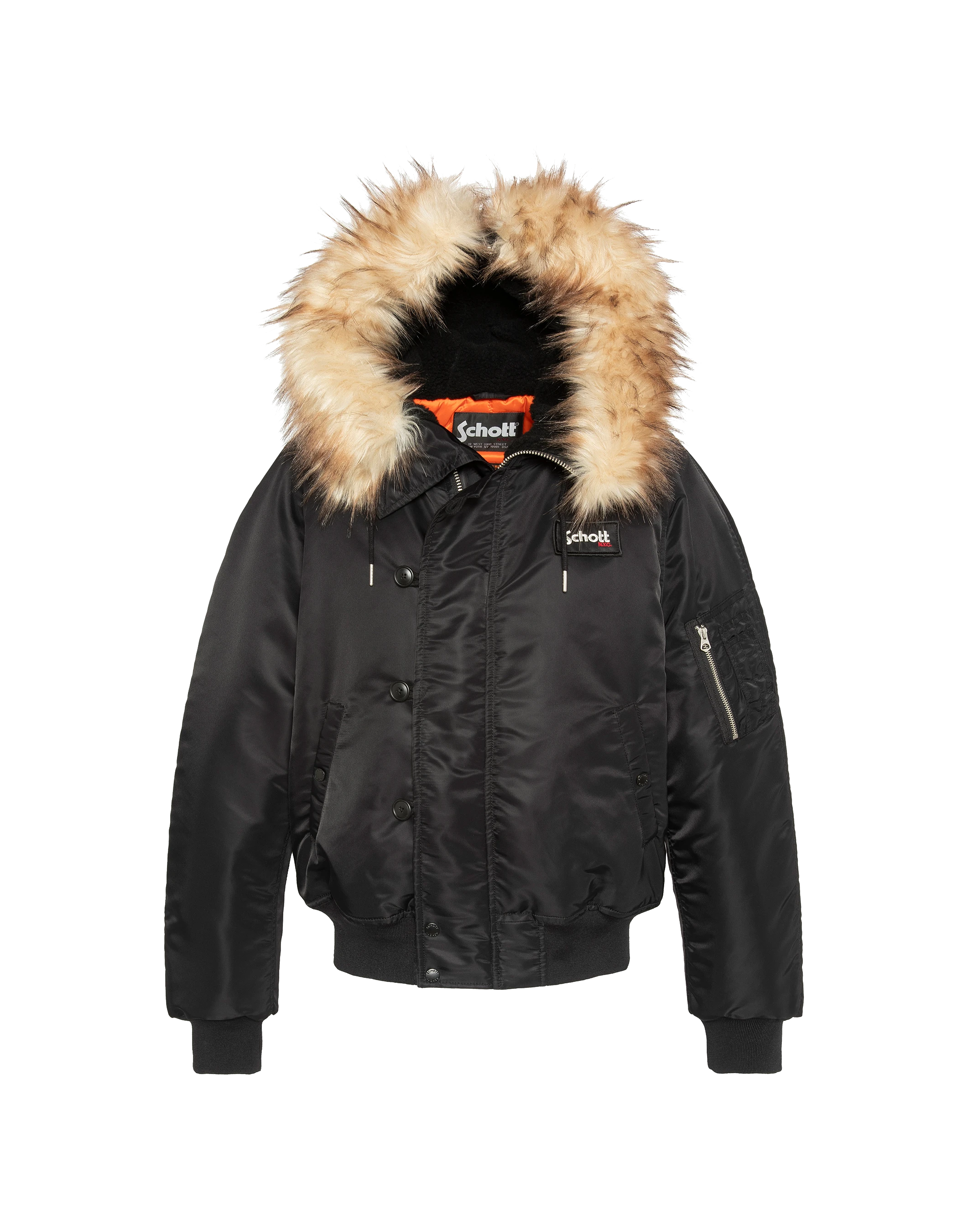 Black hooded snorkel n2b jacket, oversized cut - n2b90rs | Schott NYC®