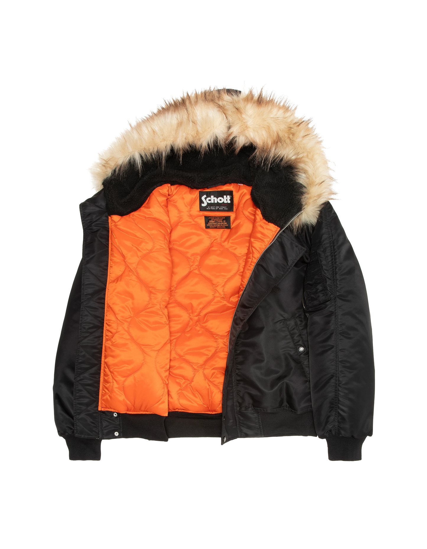 Chaqueta de snorkel N2B negra con capucha, corte oversize
