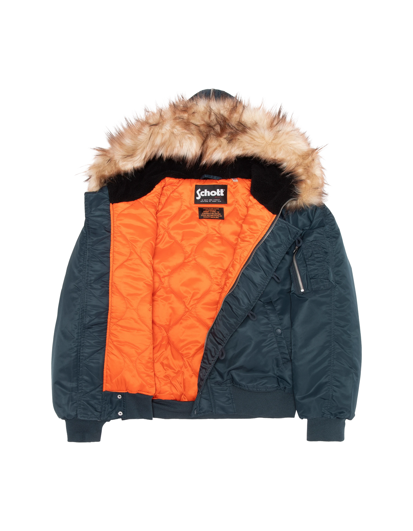 Chaqueta snorkel N2B azul marino con capucha, corte oversize