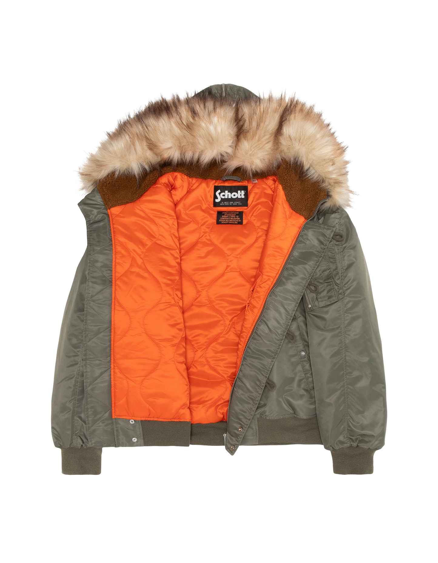 Chaqueta de snorkel N2B caqui salvia con capucha, corte oversize