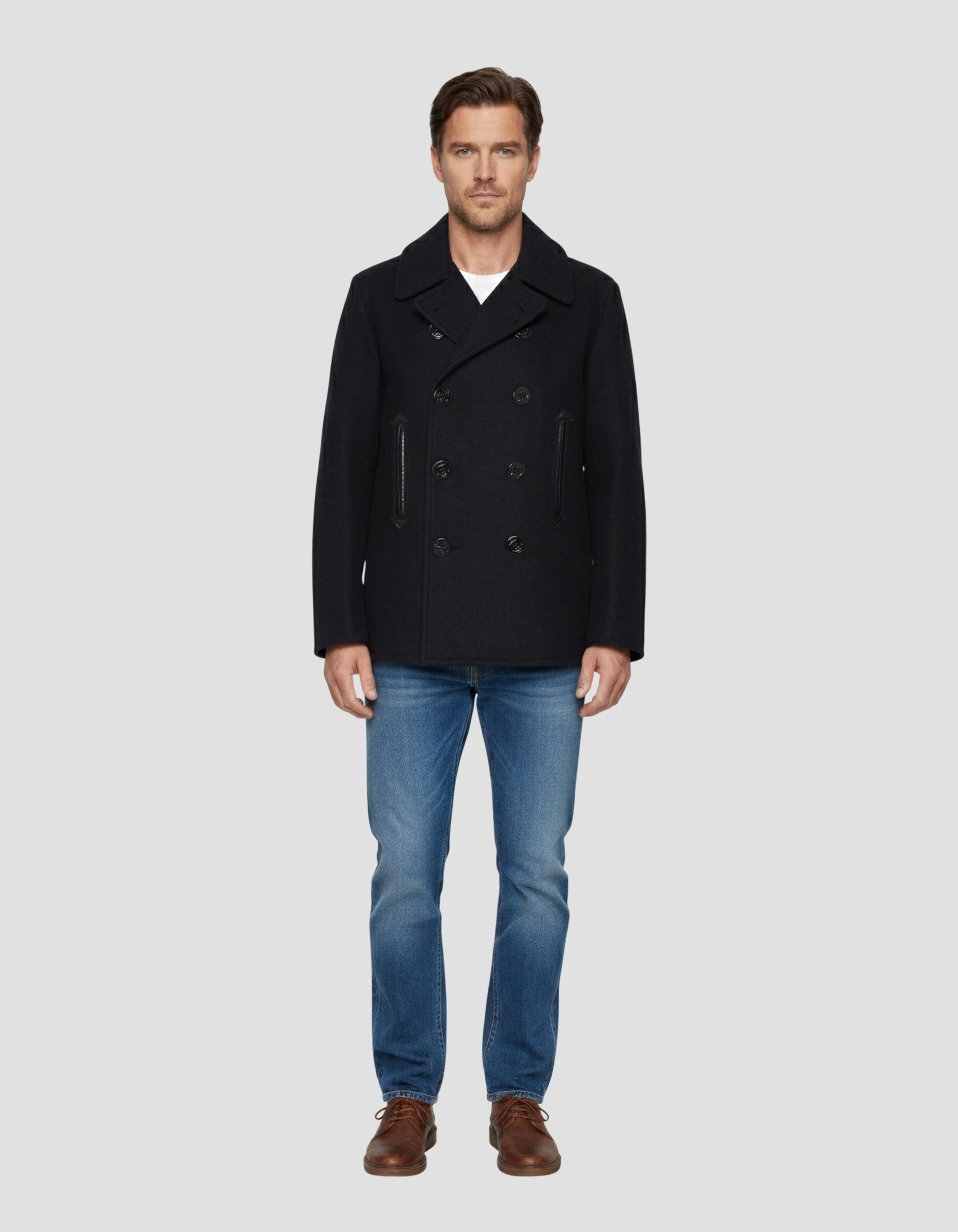 Dark navy pearl in woolen - Peacoat | Schott NYC® Dark navy pearl in woolen - Peacoat | Schott NYC®