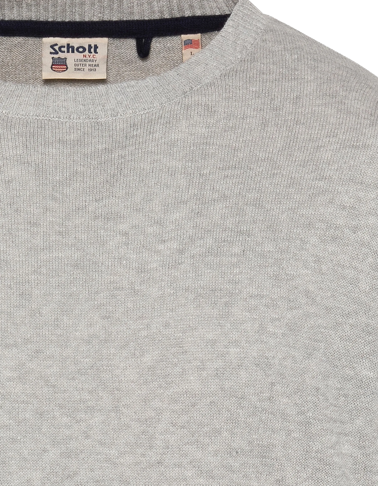 Pull léger gris chiné col rond