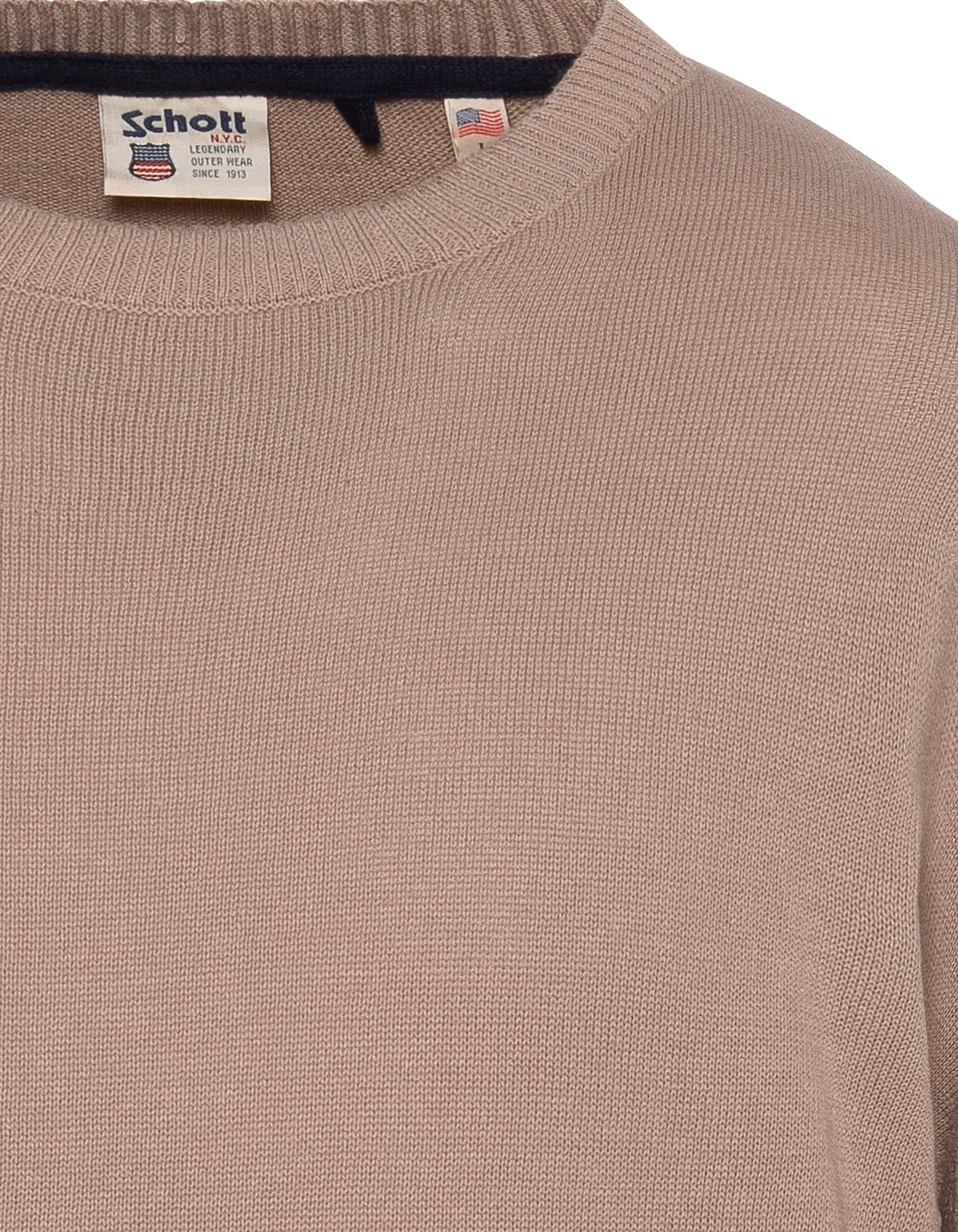 Pull léger beige clair col rond