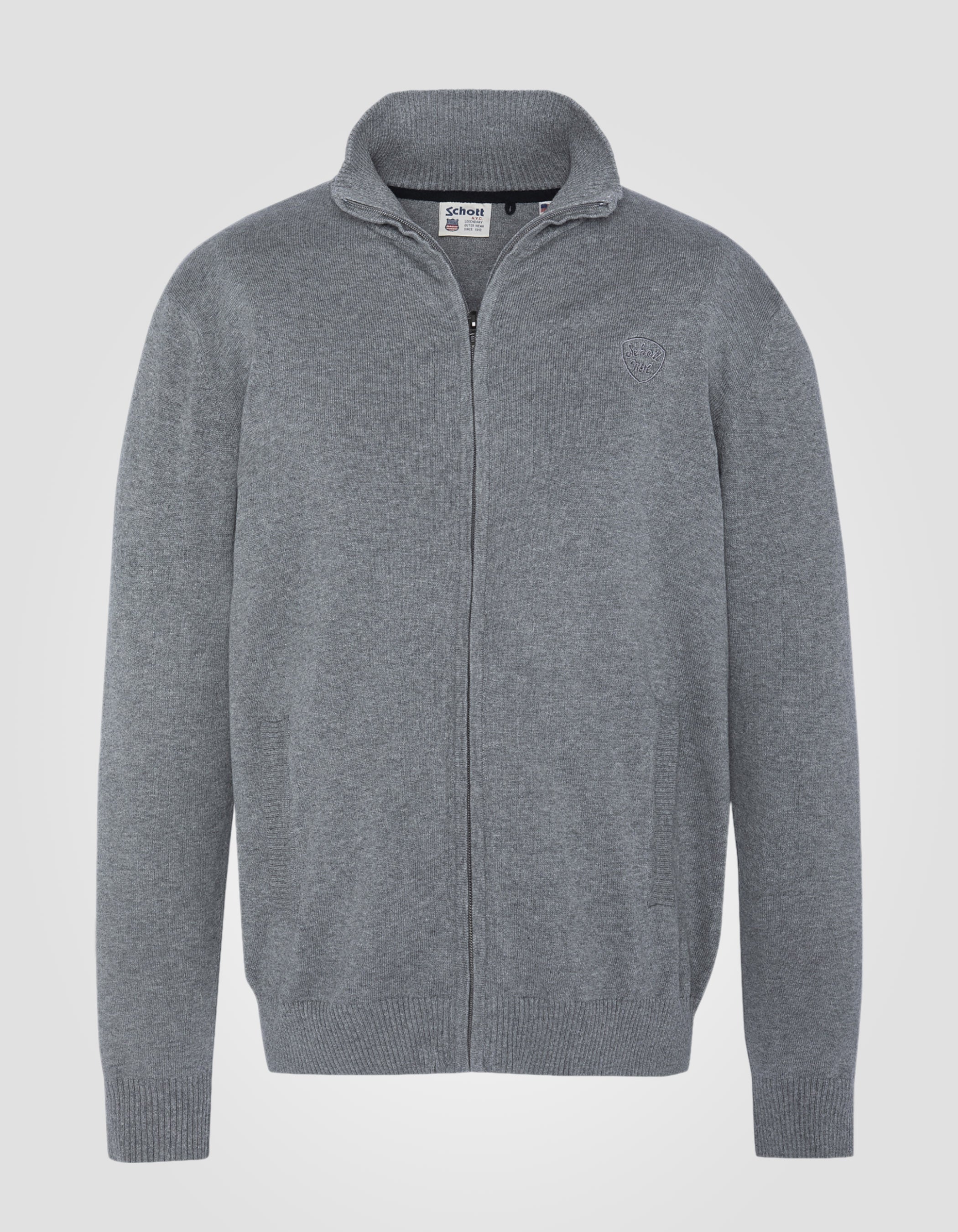 Chinese gray zipped cardigan - PLB120 | Schott NYC®