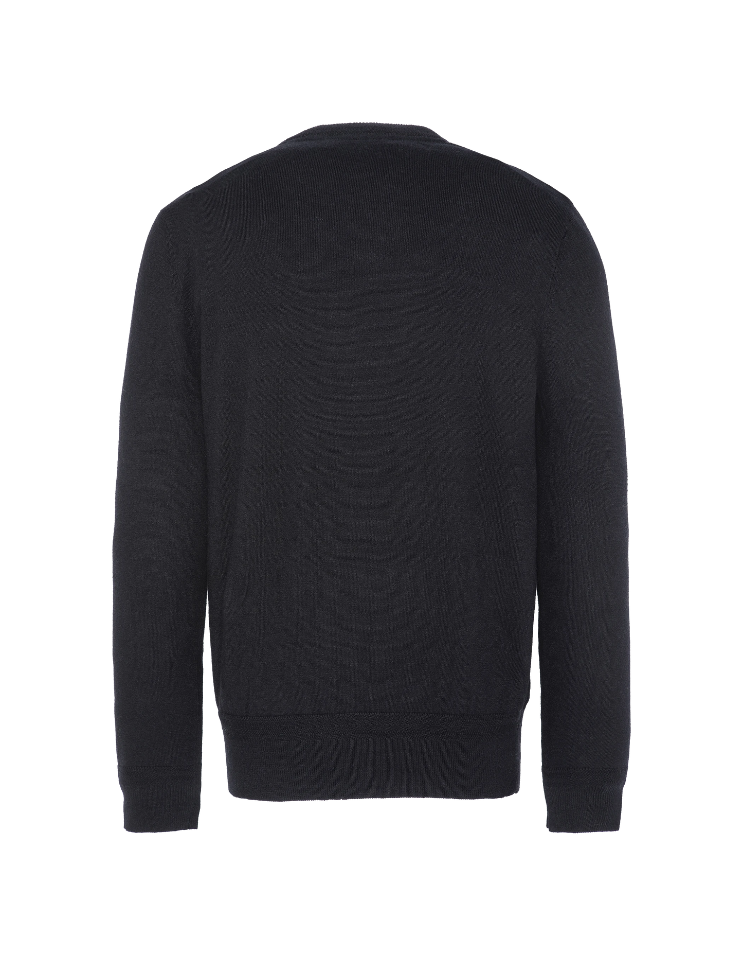 Black round neck sweater in fine mesh