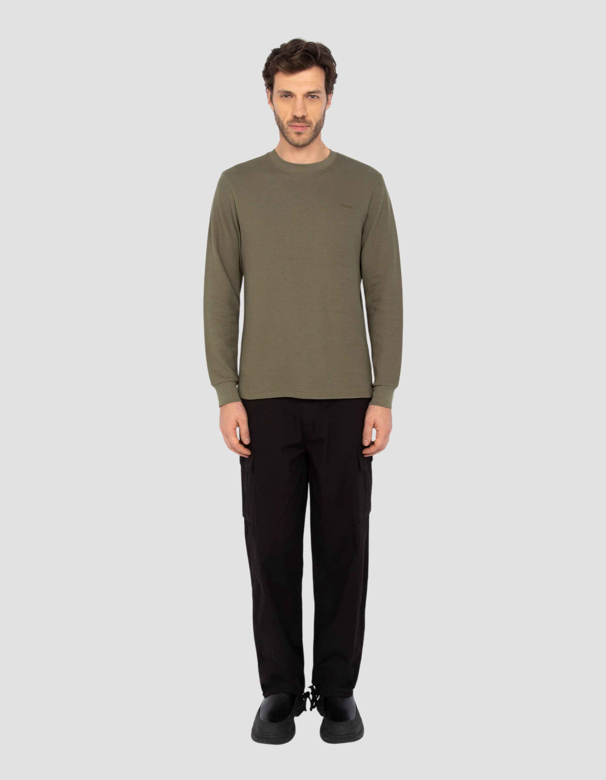 Pull en maille fantaisie à col rond - Kaki - Homme - 18.00