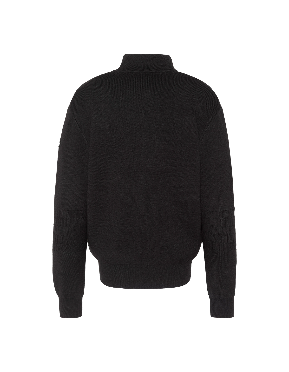 Schwarzer Feinstrickpullover mit Reißverschlusskragen