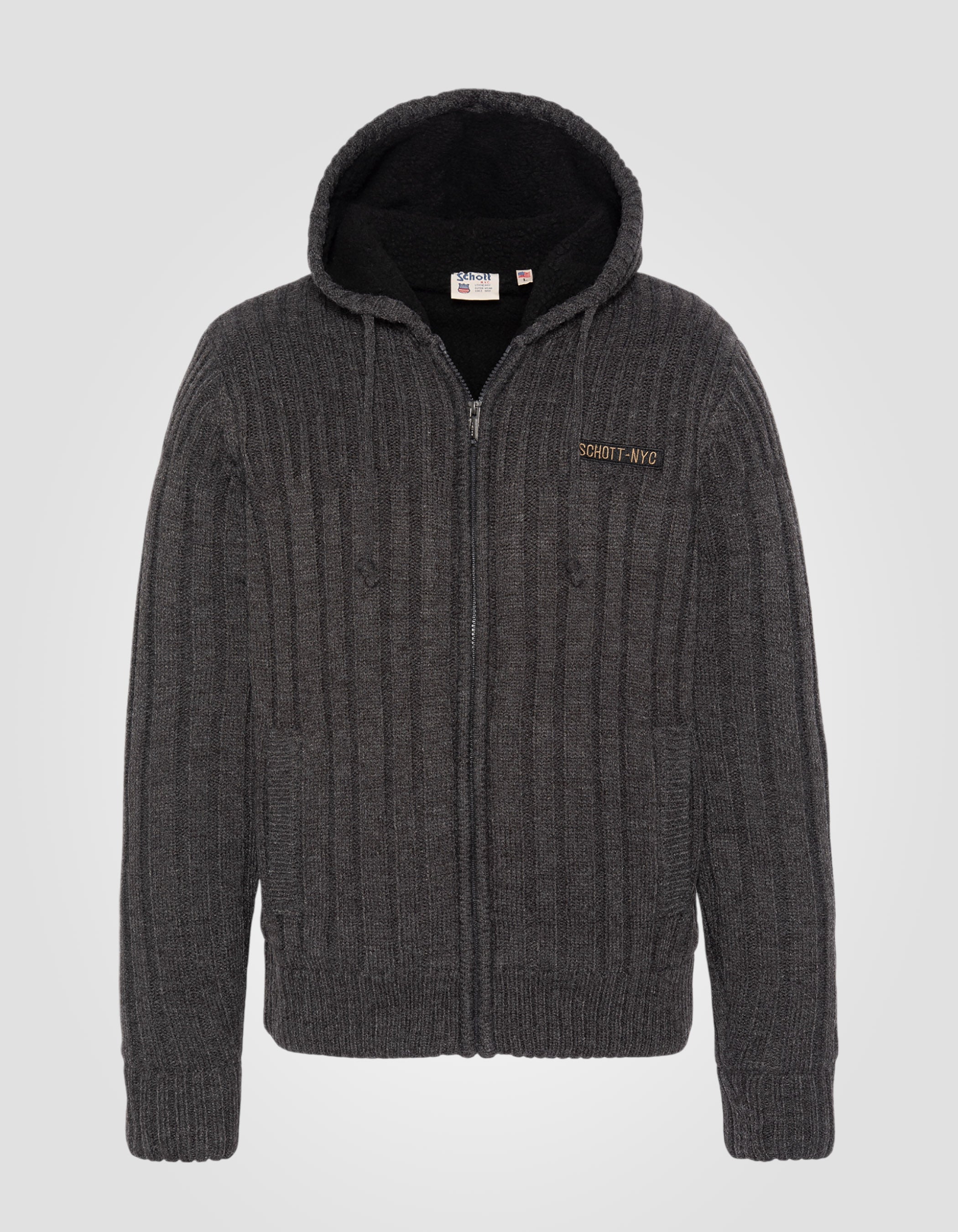 Gilet à capuche anthracite chiné doublé sherpa PLDUNCAN24
