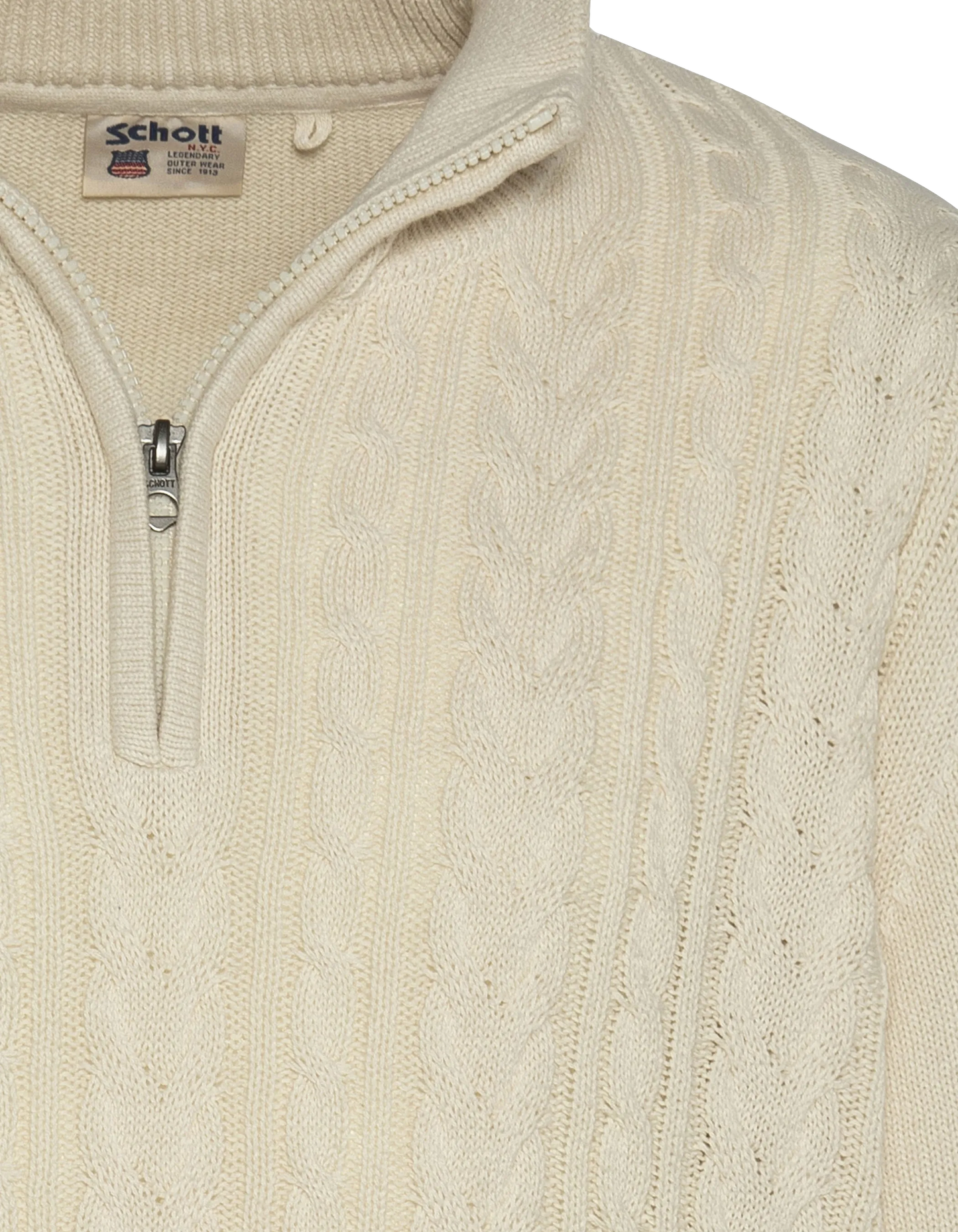 Pull camionneur blanc cassé, maille torsadée
