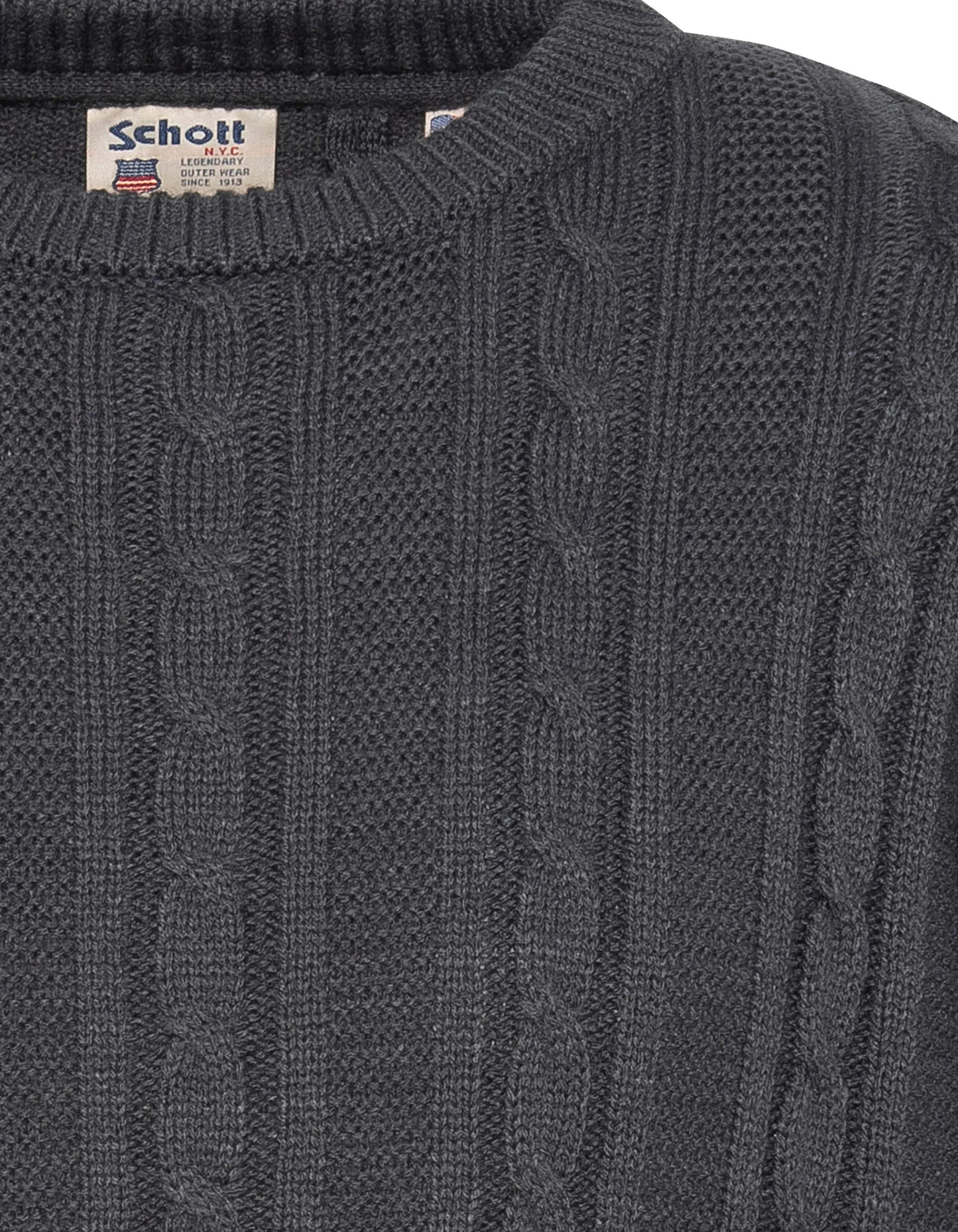 Pull col rond anthracite, maille torsadée