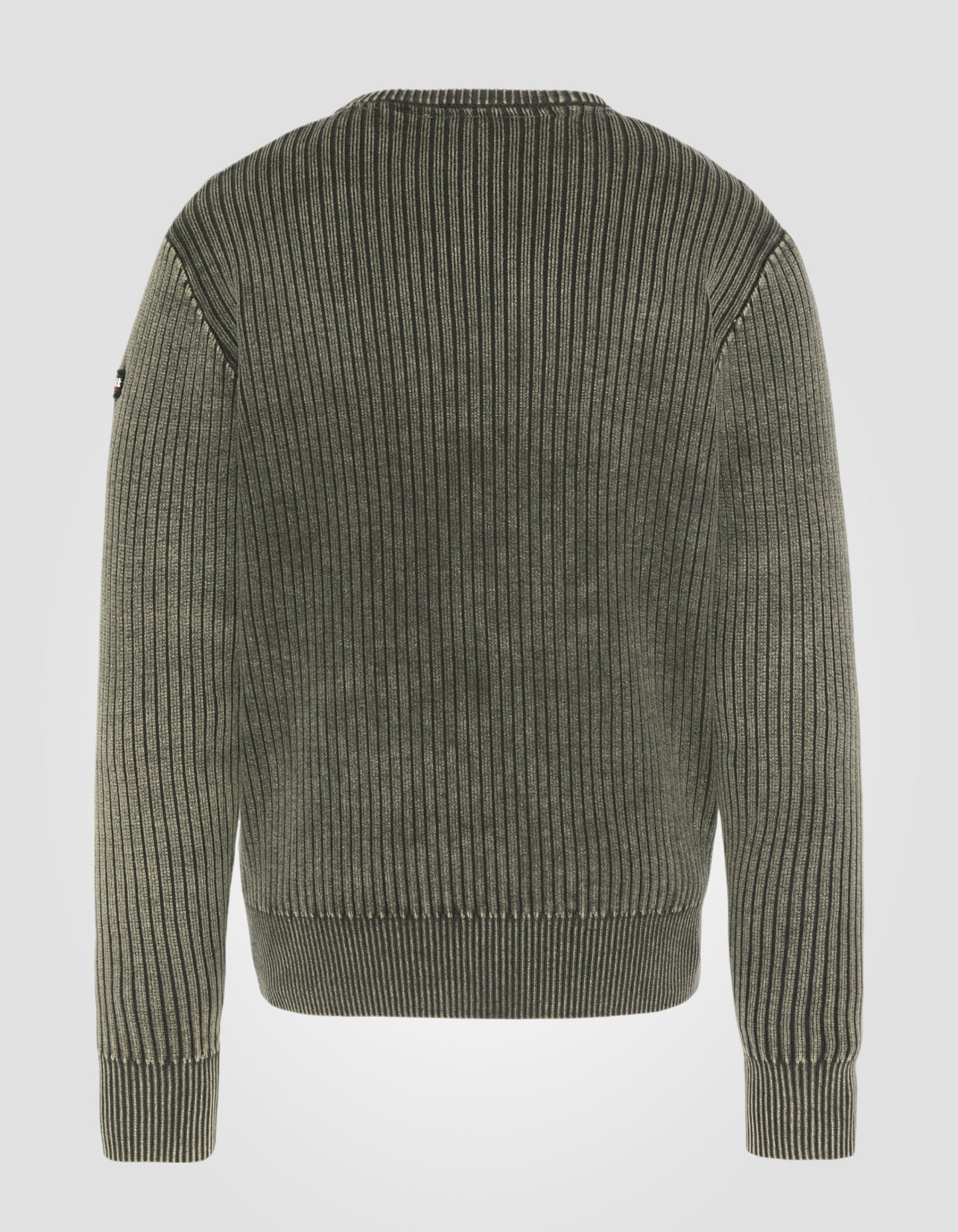 Côte gerippter dunkler Khaki Round Neckpullover
