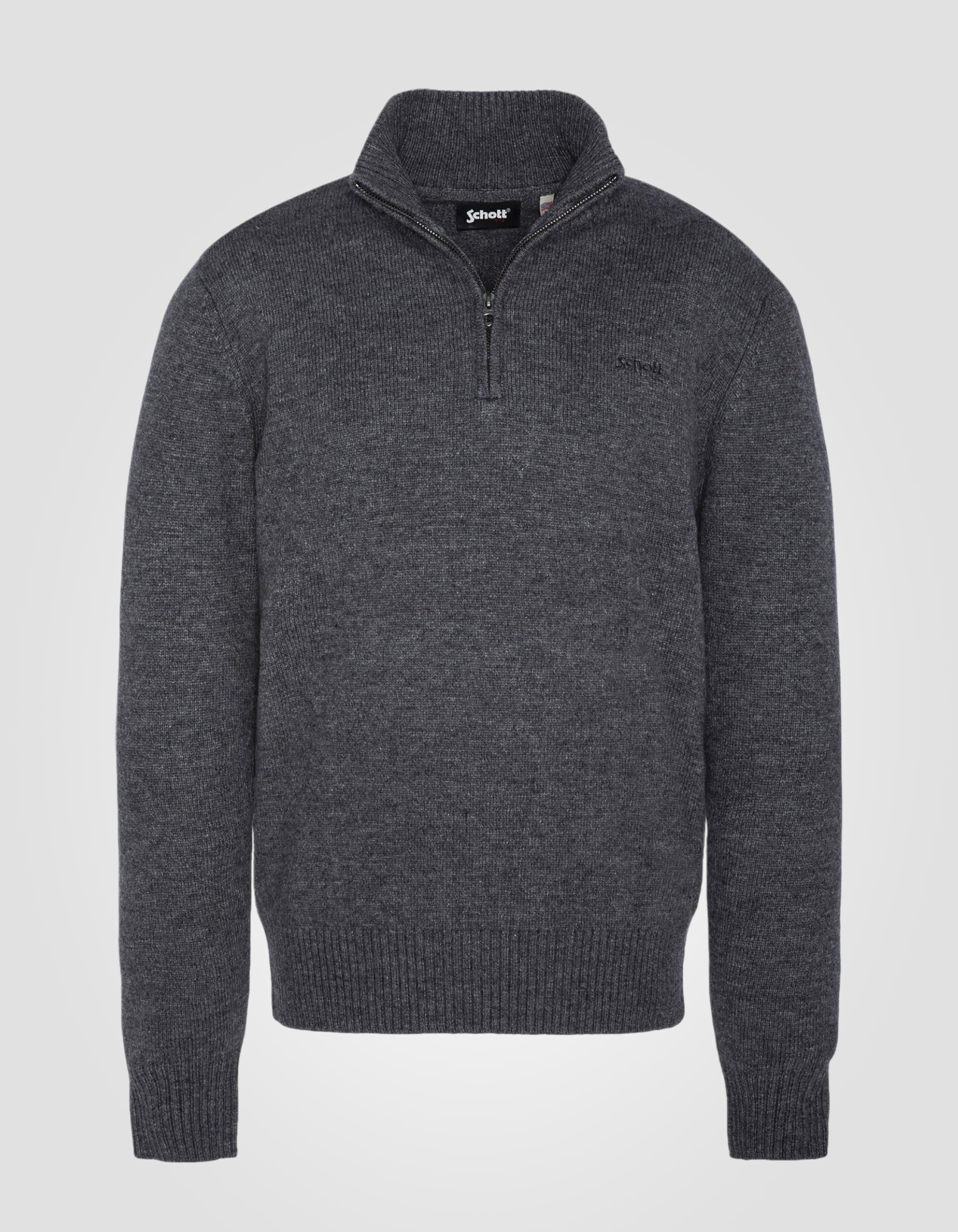 Pull camionneur anthracite en lambswool PLLANCE2 Schott NYC®