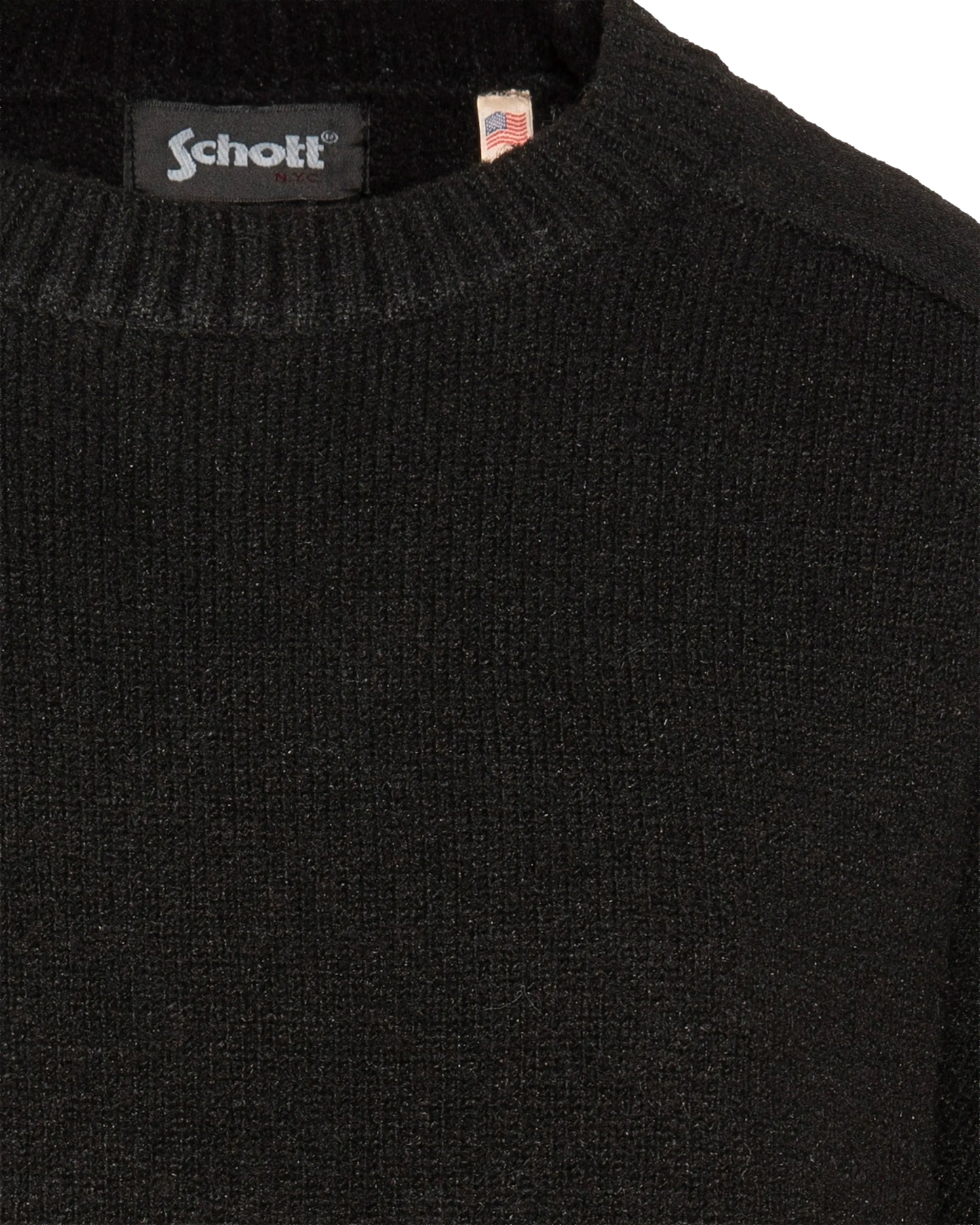 Schwarzer weicher Strickpullover mit Rundhalsausschnitt