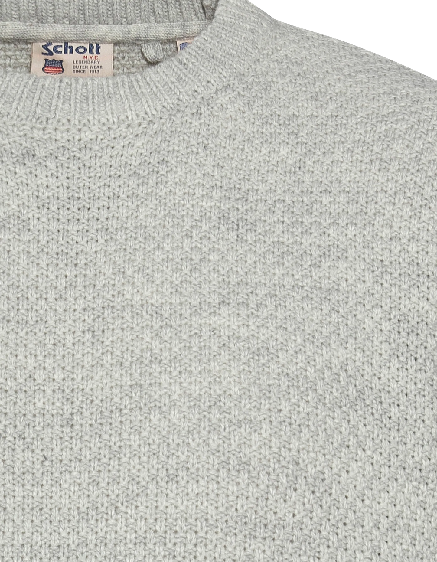 Chinese gray round neck sweater, fancy mesh