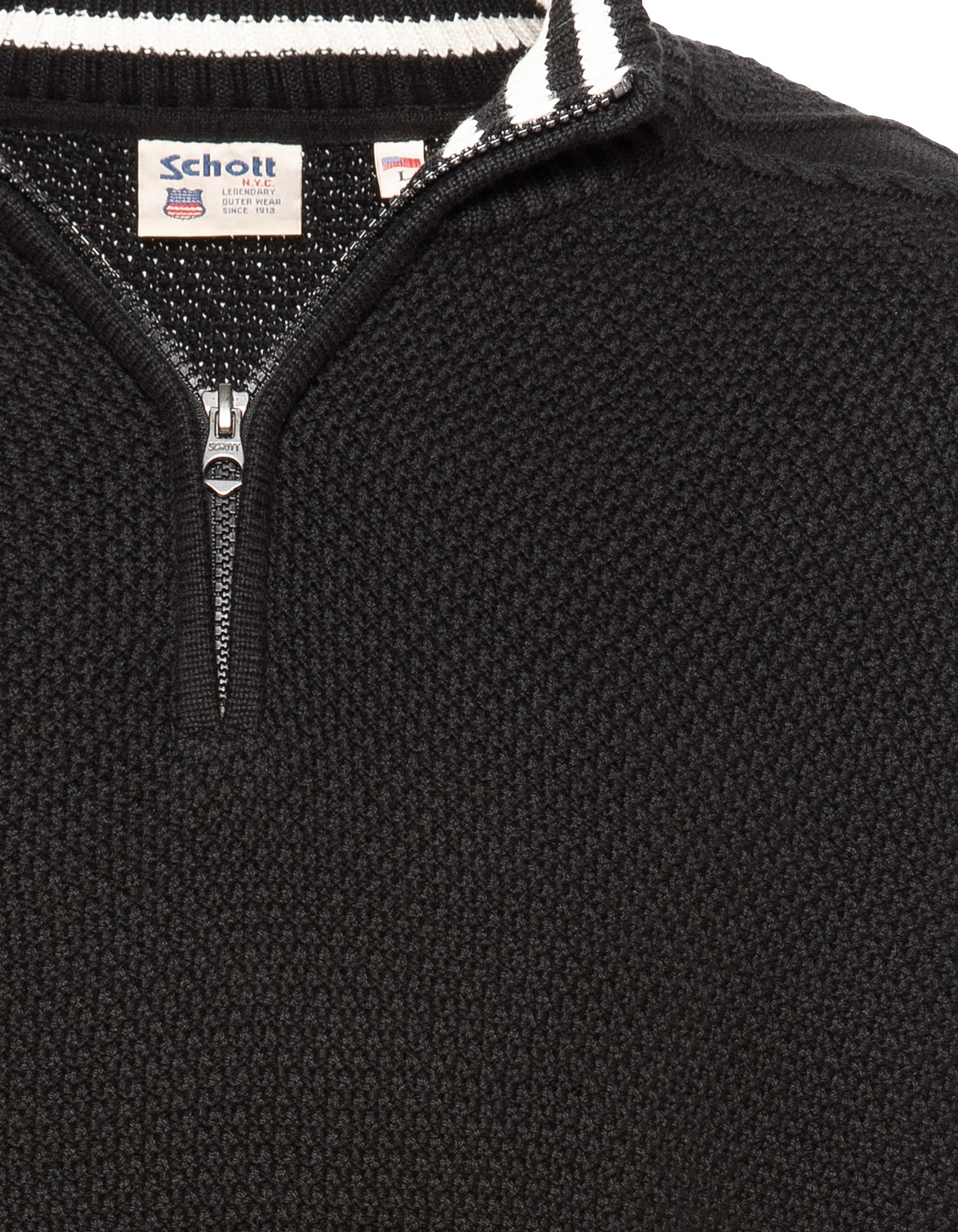 Schwarzer strukturierter Trucker-Strickpullover