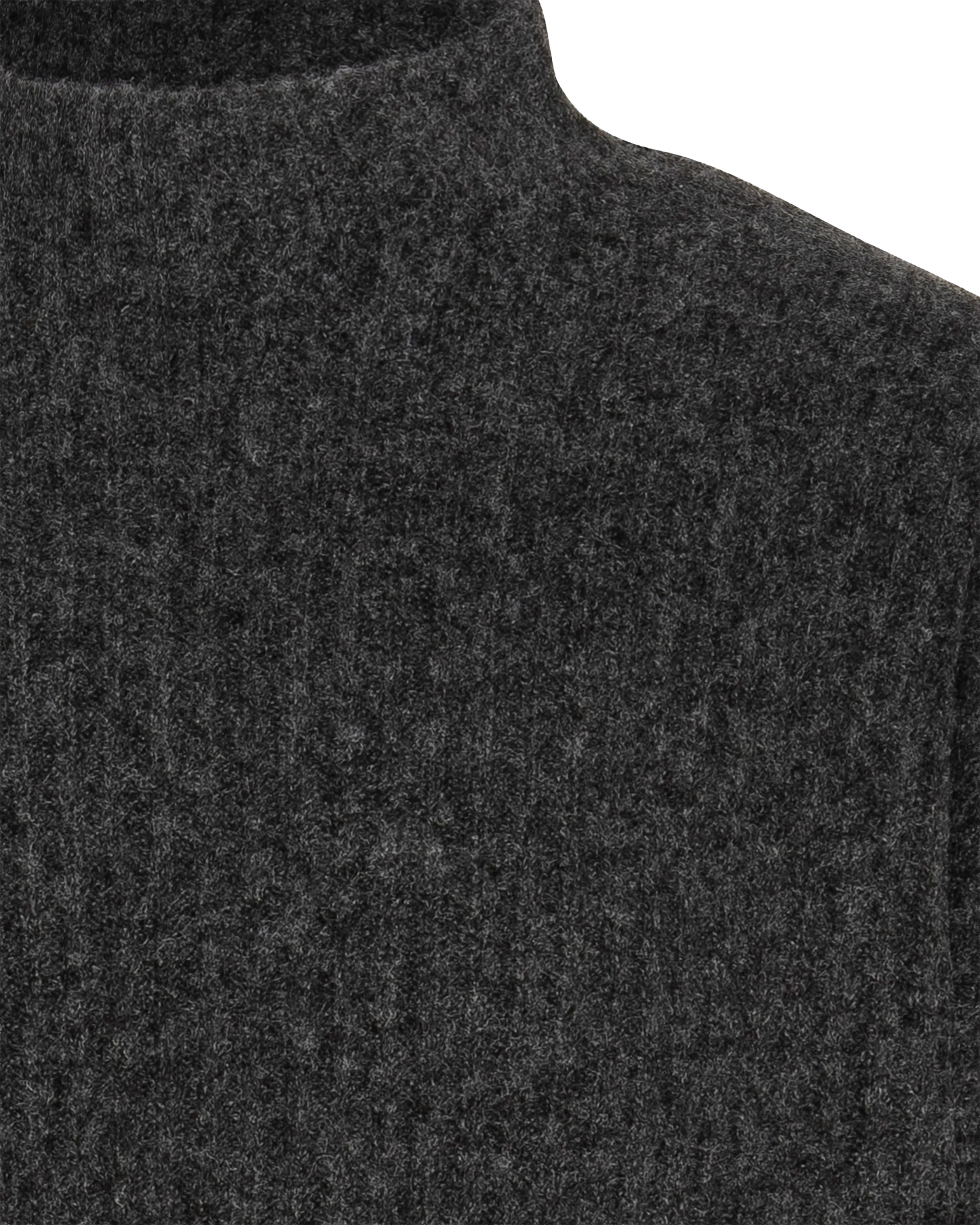Anthrazitfarbener Rippstrickpullover mit Stehkragen