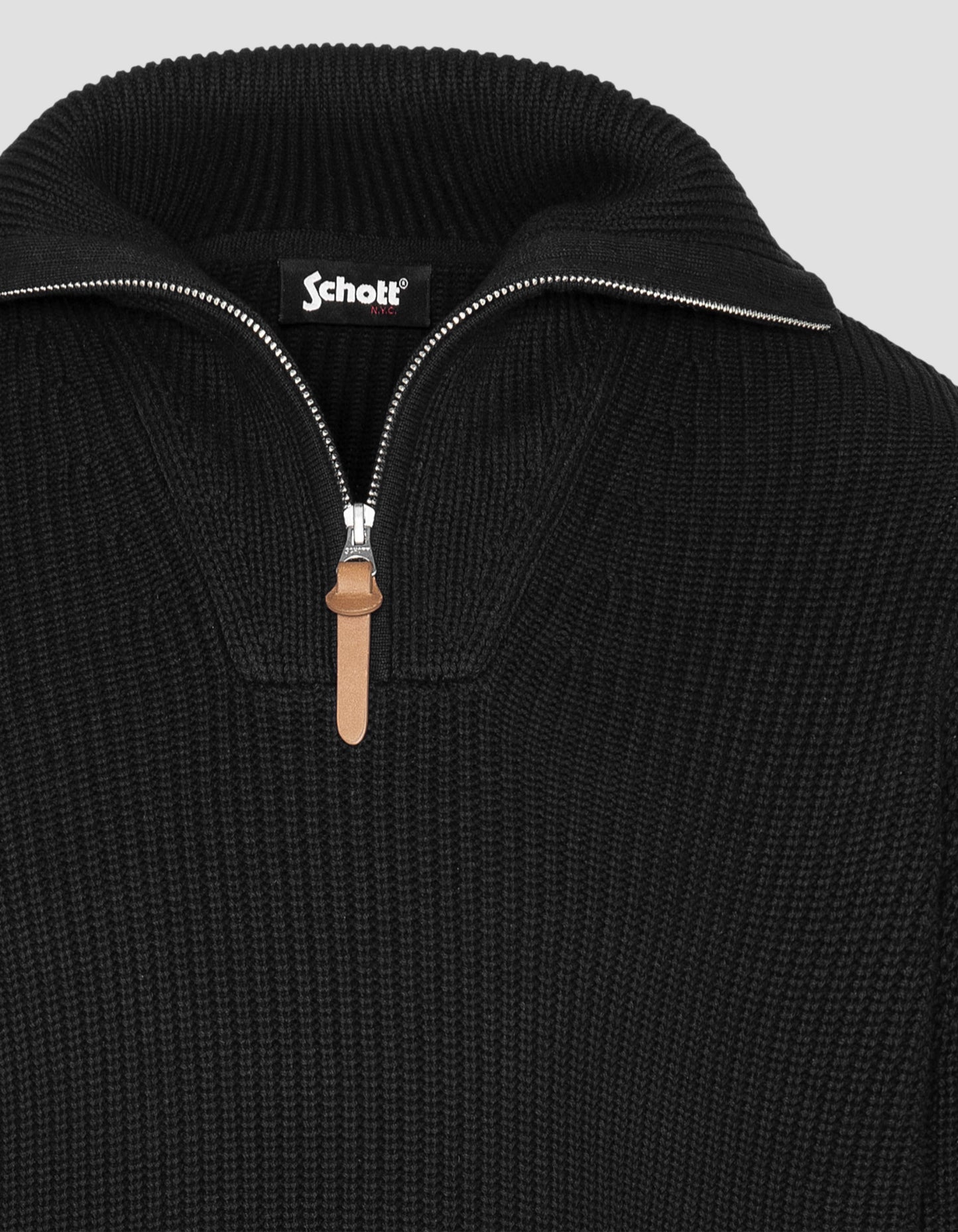 Suéter de camionero negro en malla acanalada