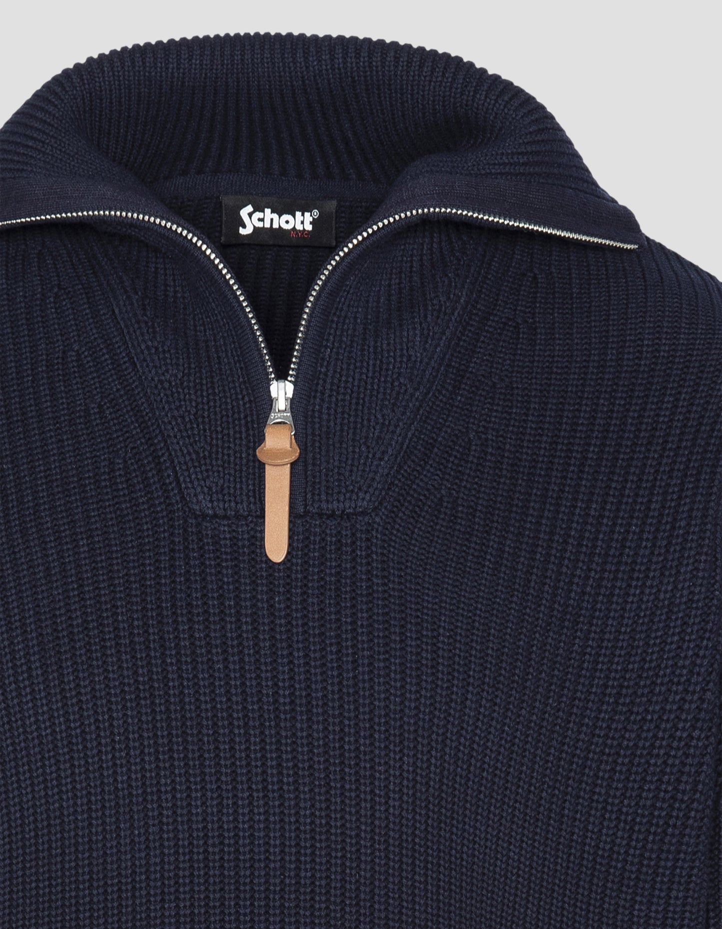 Suéter de camionero azul marino en malla acanalada