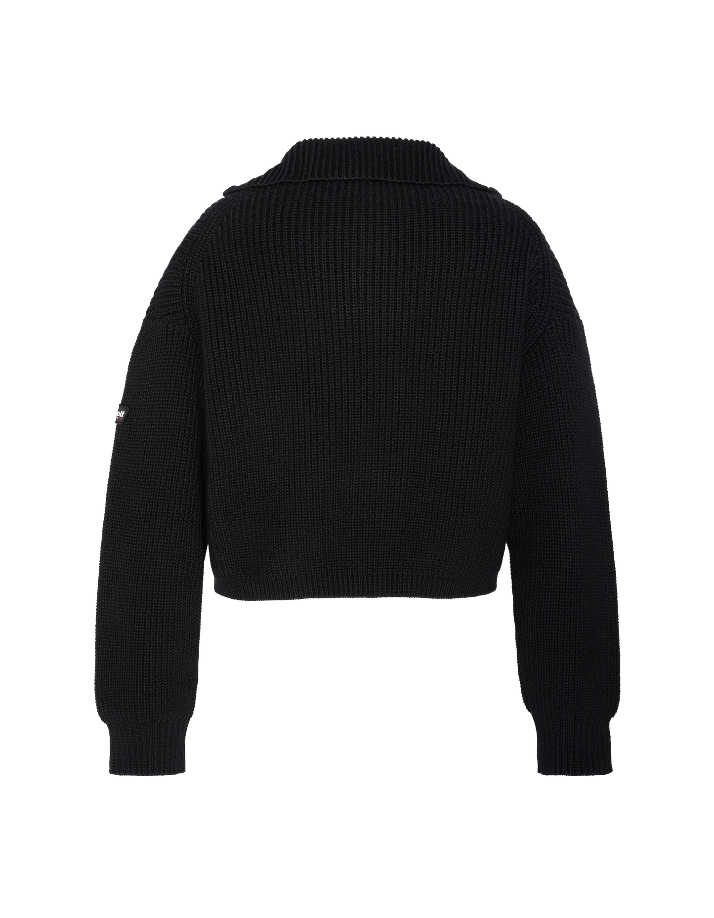 Schwarzer Trucker -Pullover in geripptem Netz