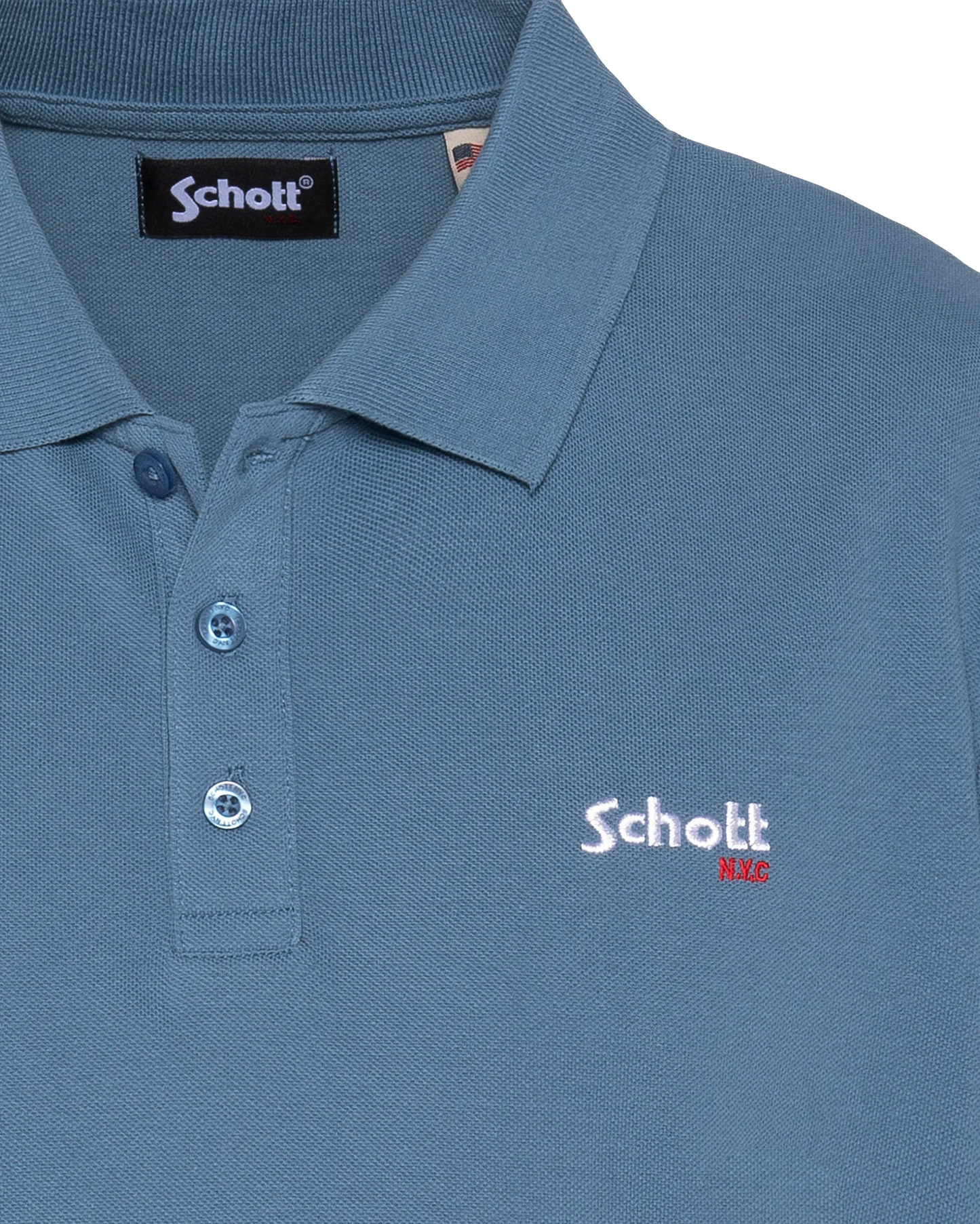 Blaues Poloshirt aus Denim-Piqué-Baumwolle
