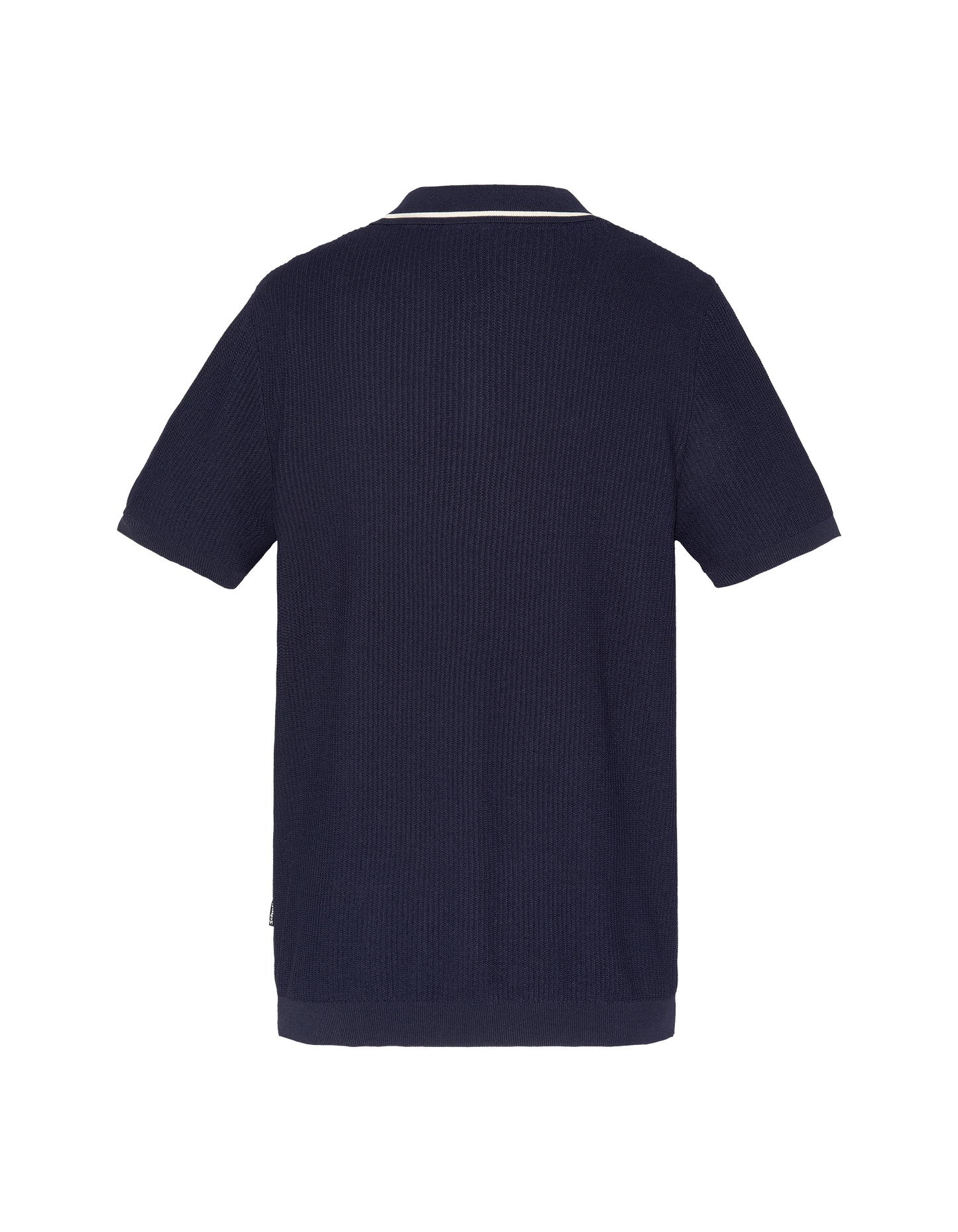 Marineblaues Mesh-Poloshirt im Retro-Stil