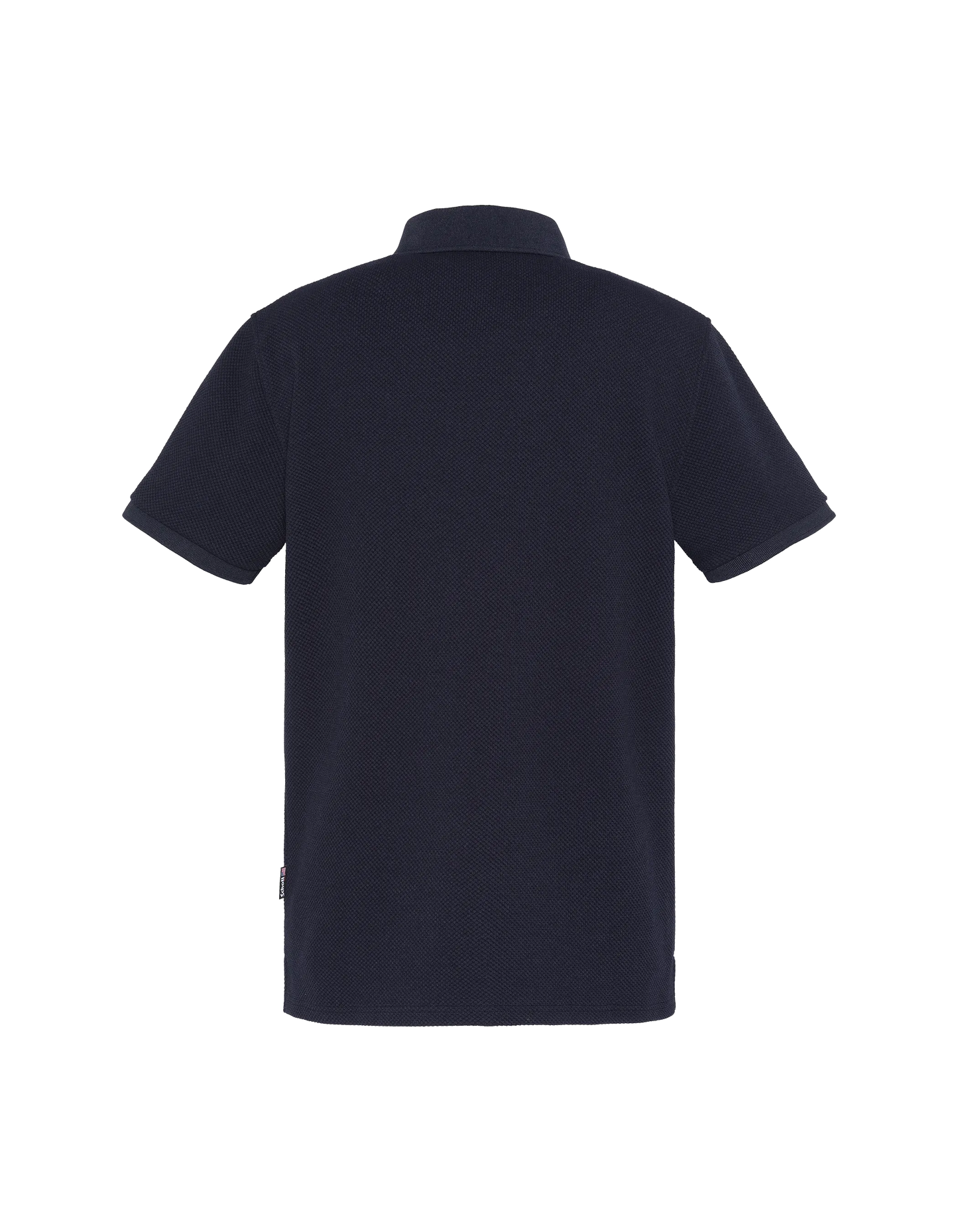 Navy waffle embossed-effect polo shirt