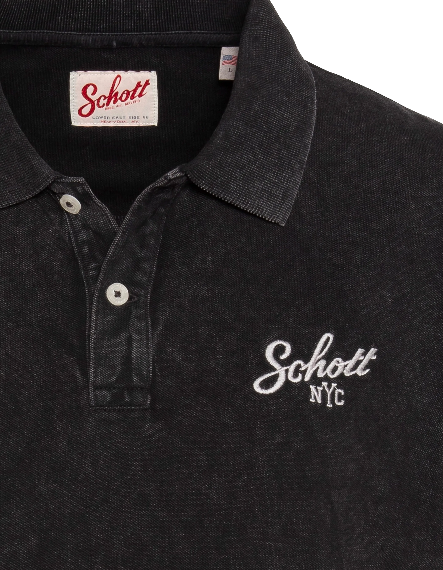 Polo noir délavé avec logo rétro