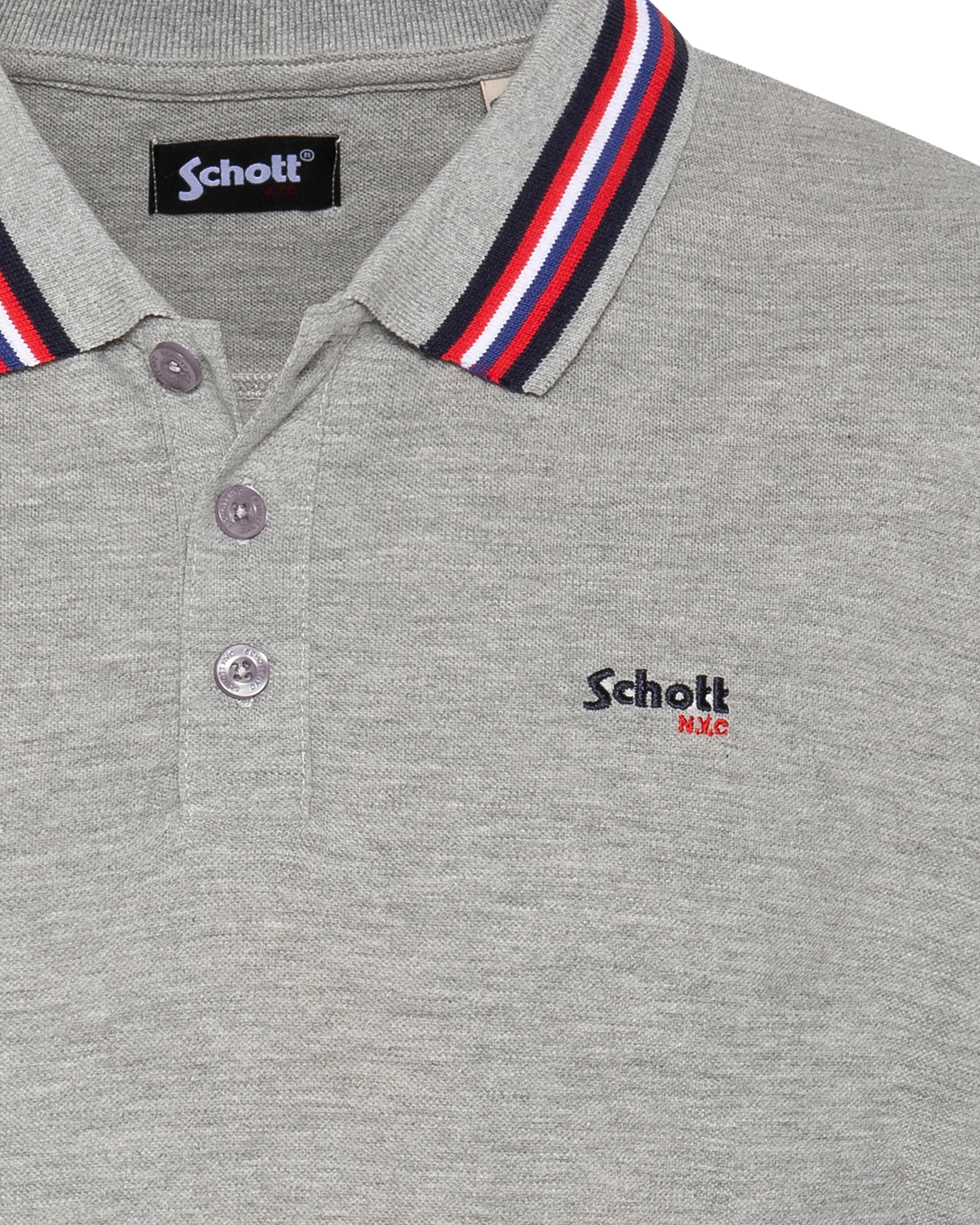 Polo gris chiné avec liserés tricolores