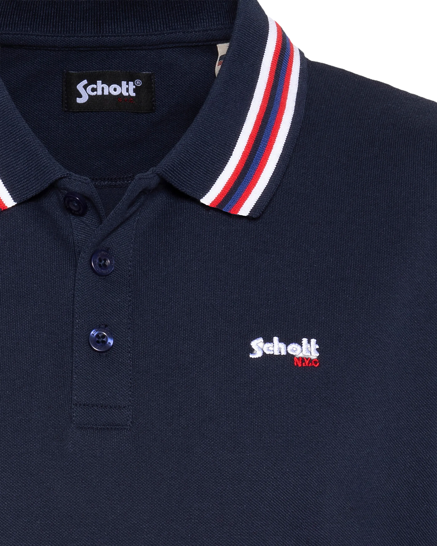 Polo bleu marine avec liserés tricolores