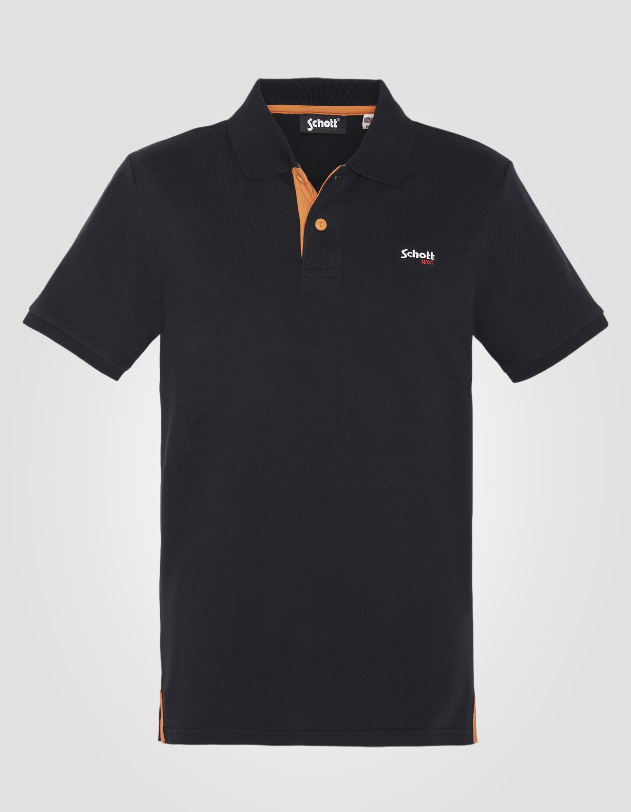 Polo noir et orange PSMILTON Schott NYC®