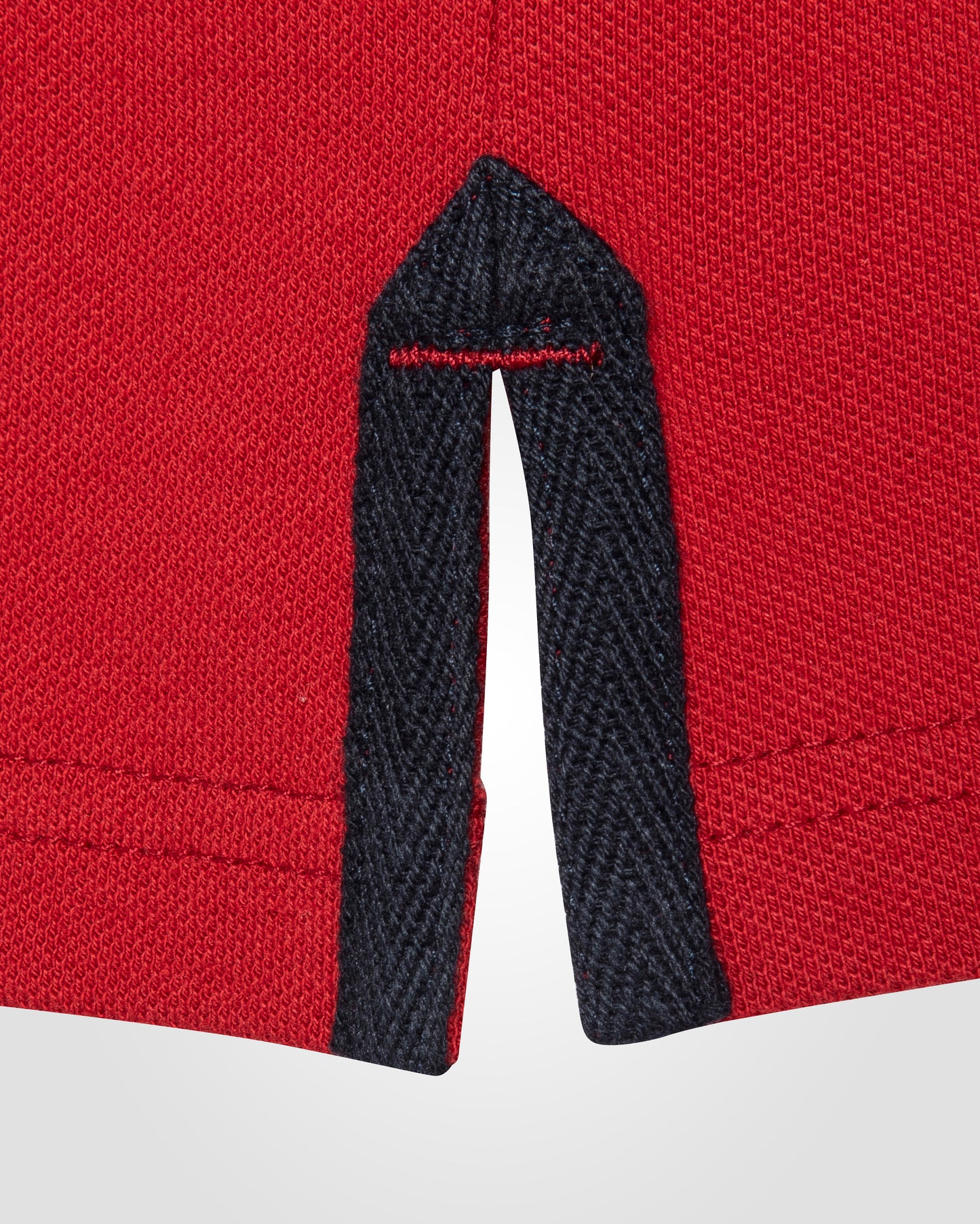 Red and navy blue polo