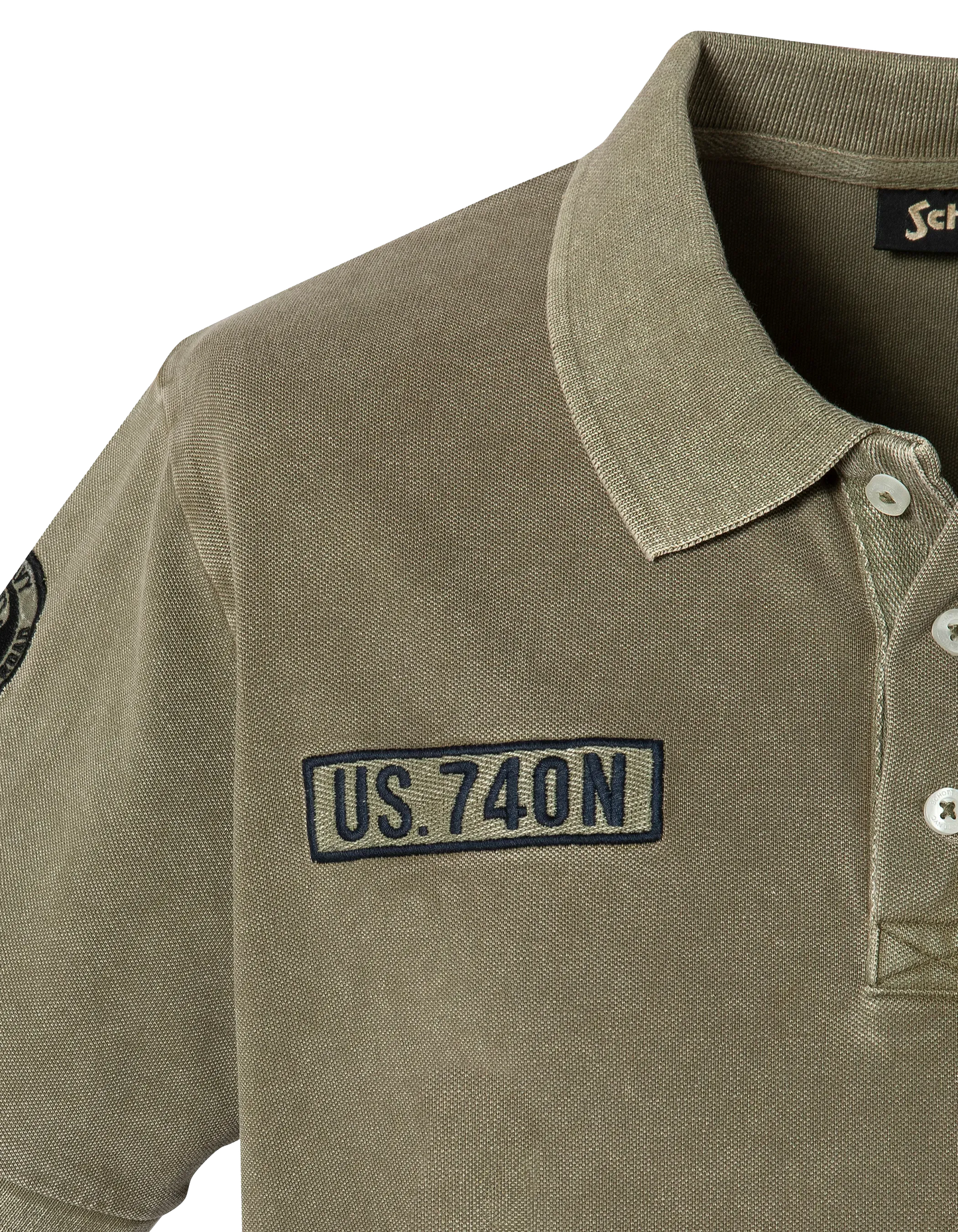 Polo army kaki effet délavé