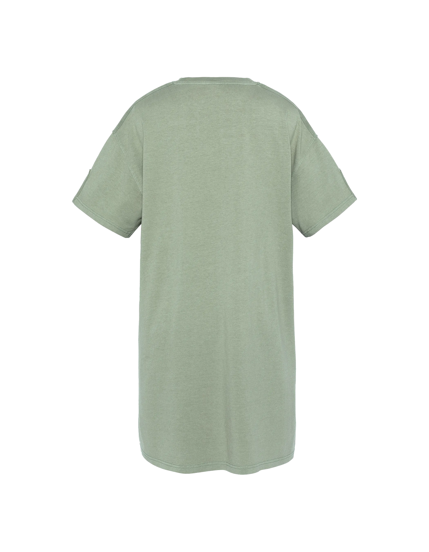 Vestido de camiseta de color caqui sabio efecto desteñido