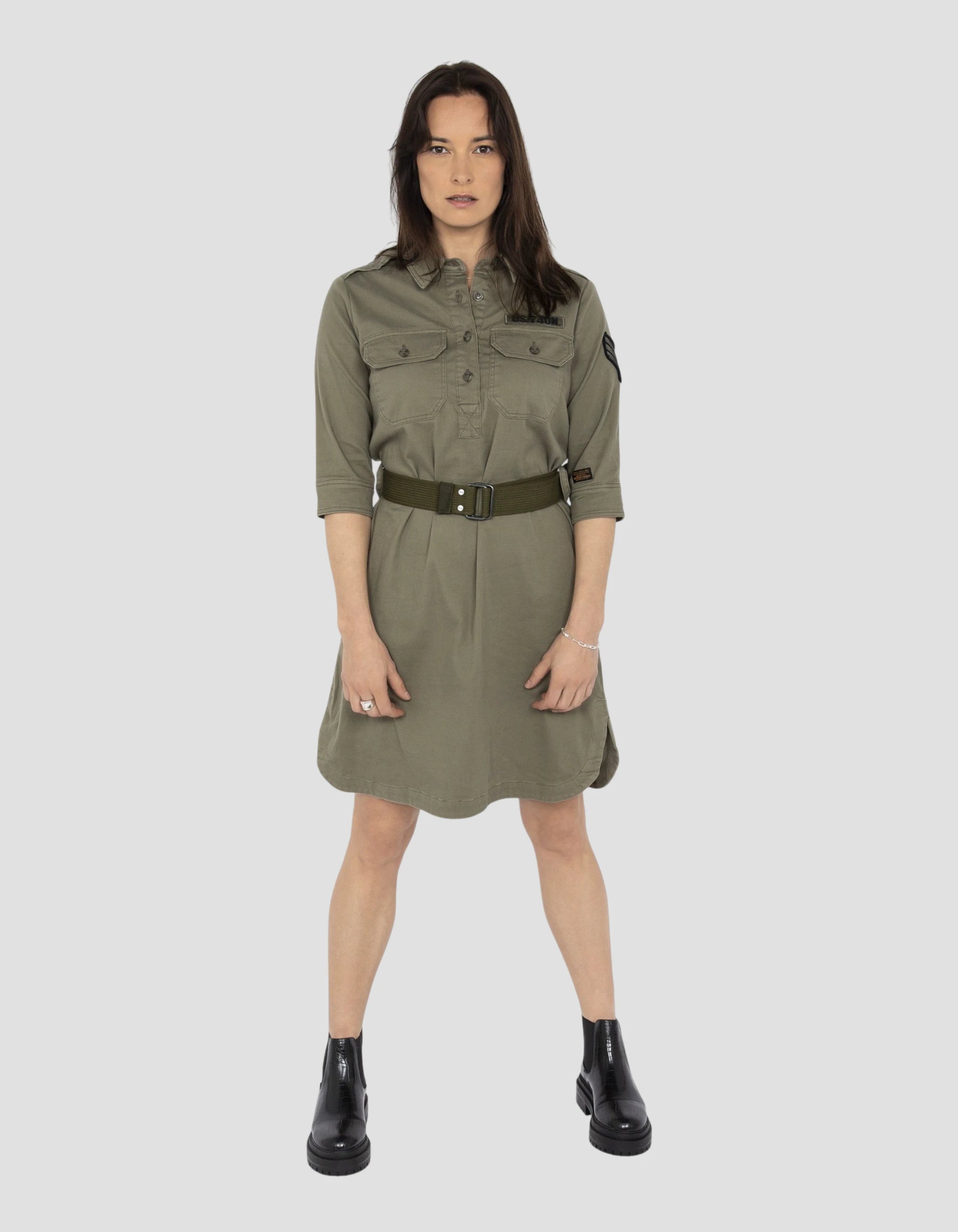 Light Khaki Army Dress - Robjanew | Schott NYC