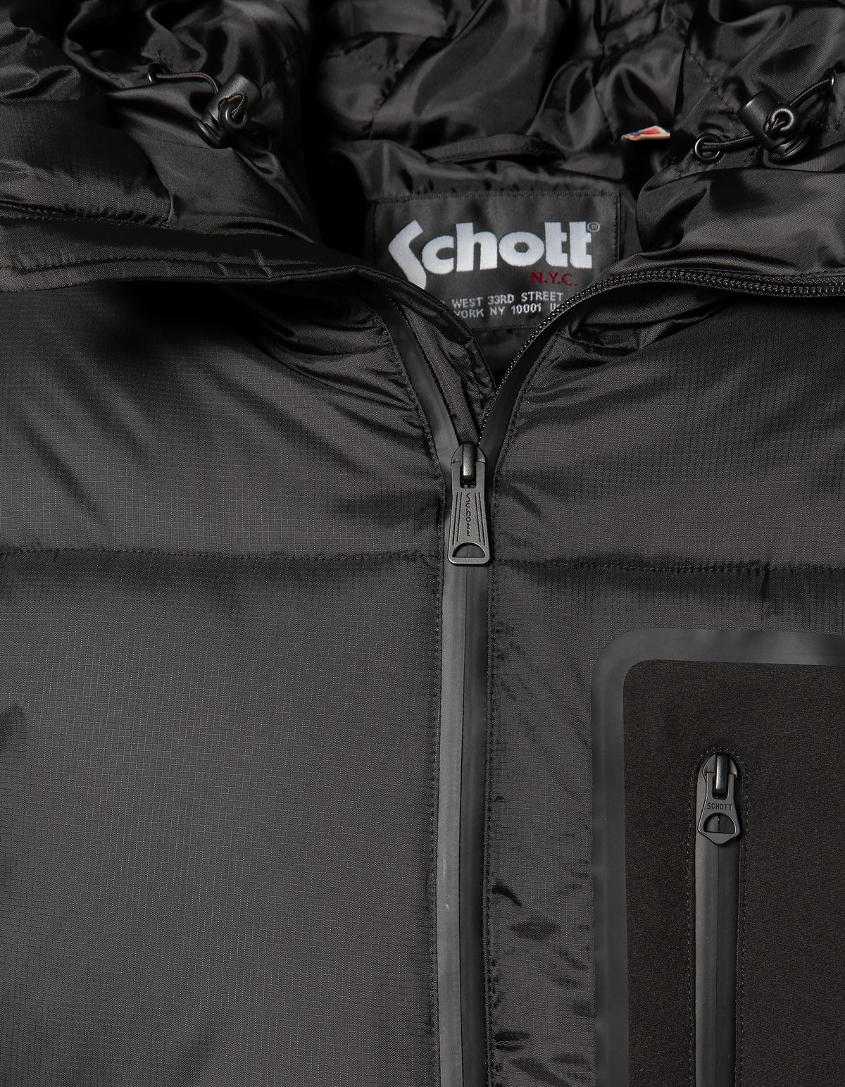 Langer schwarzer Parka mit Kapuze