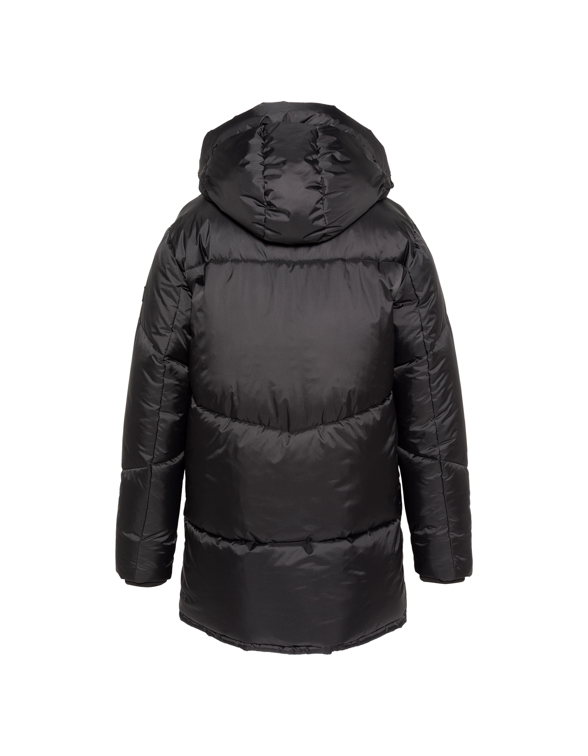 Black long puffer coat with hood