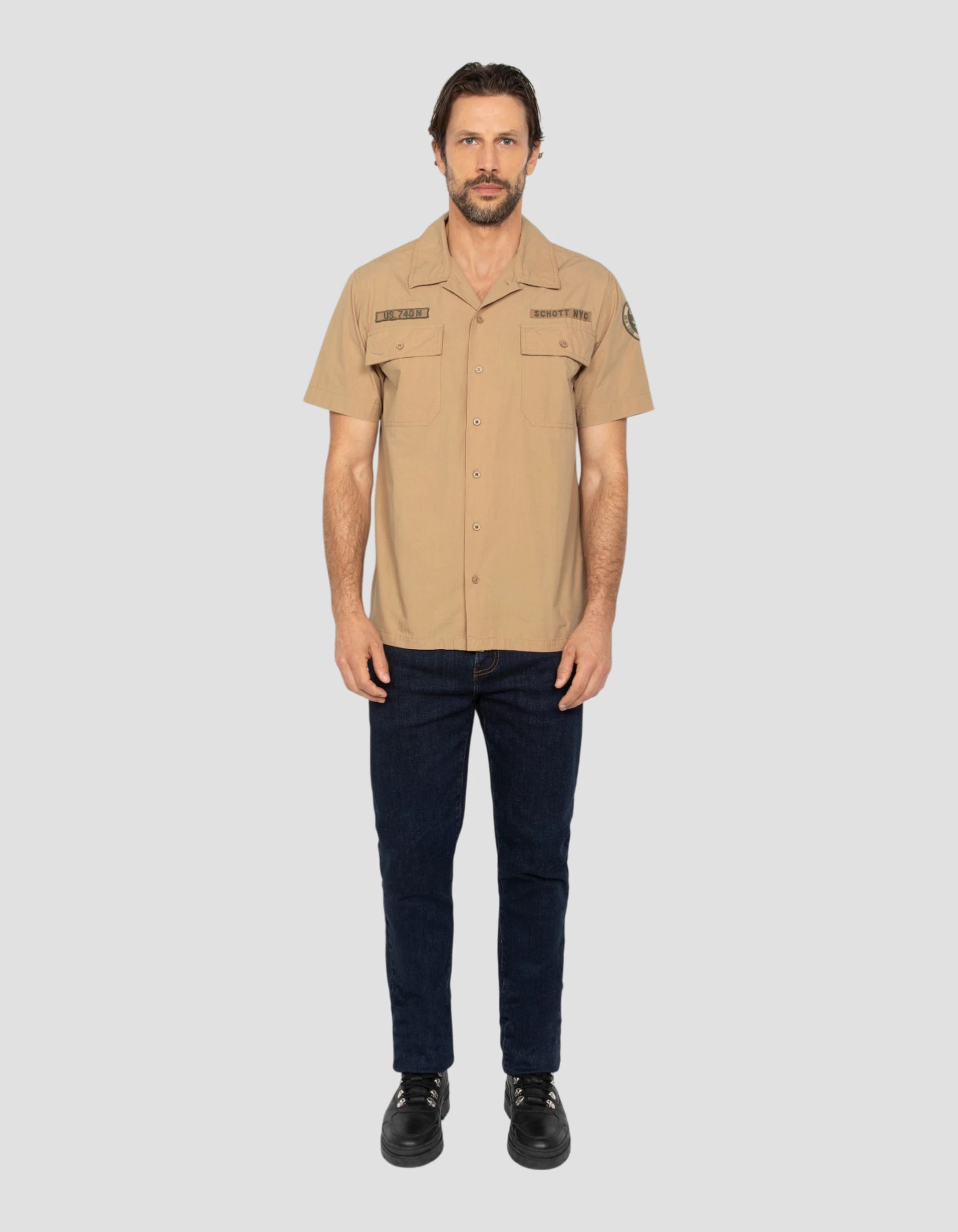 Beige army shirt - SHBACTON™ | Schott NYC®