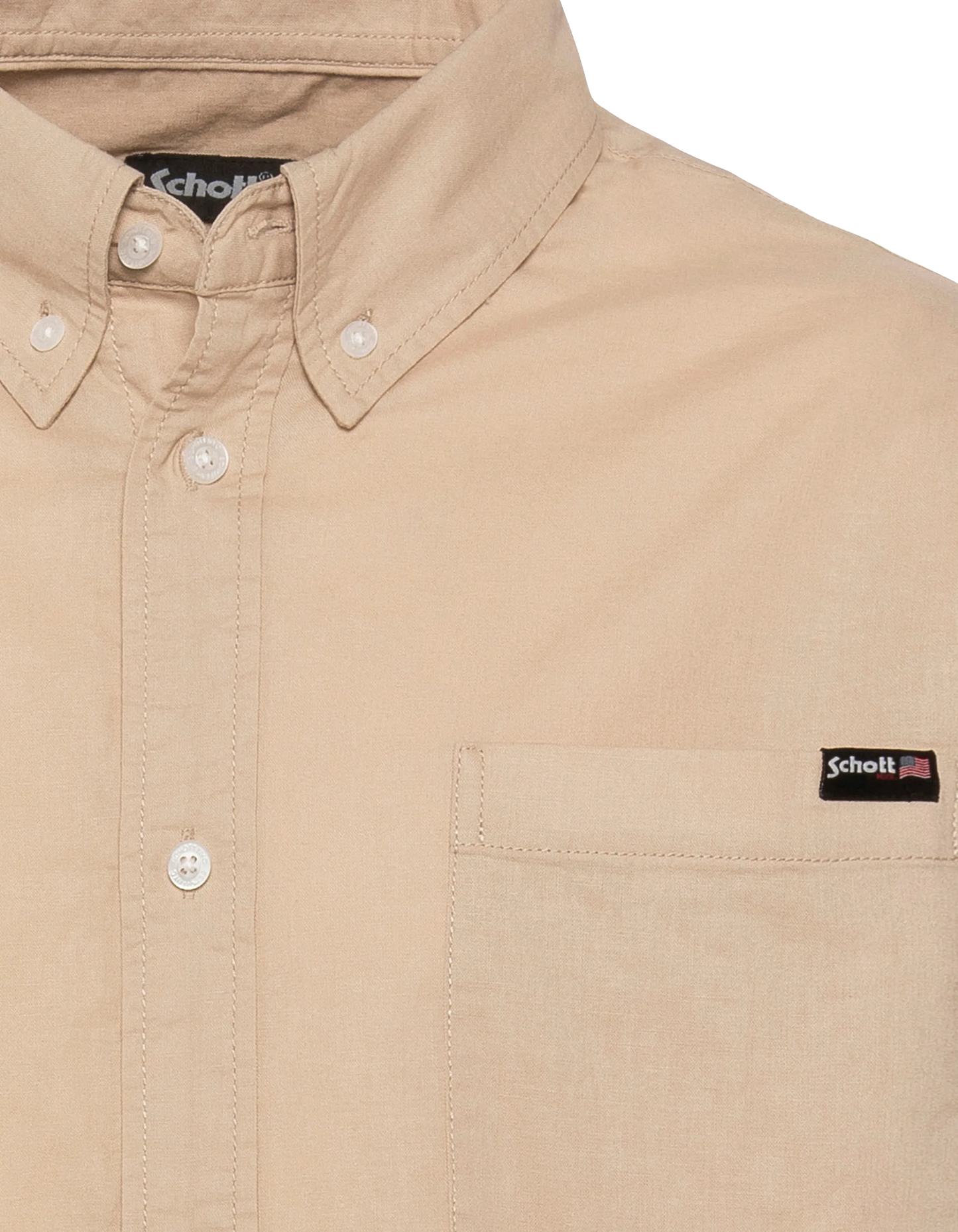 Chemise manches longues beige avec poche plaquée