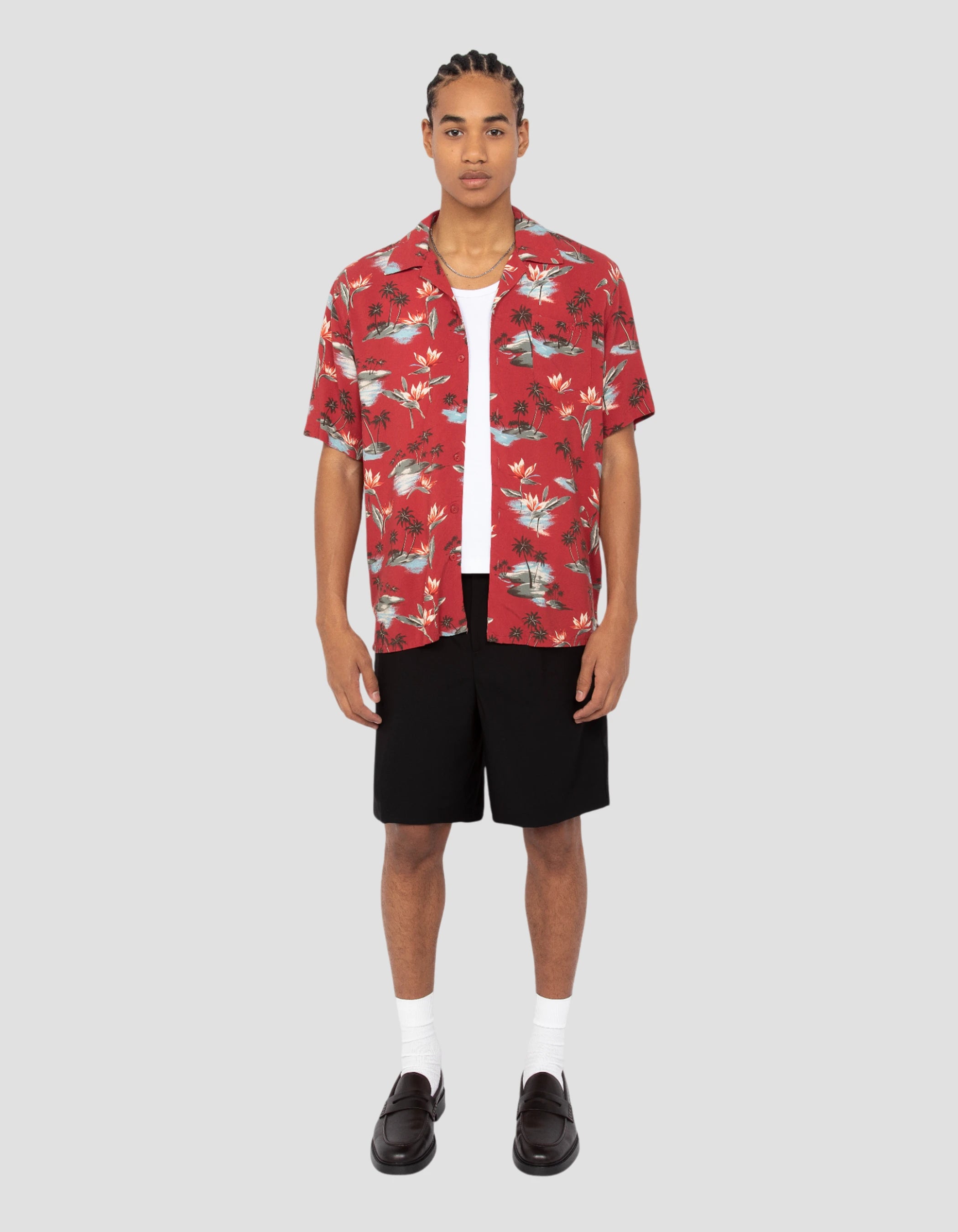 Chemisette légère hawaïenne rouge SHCAPRI Schott NYC®