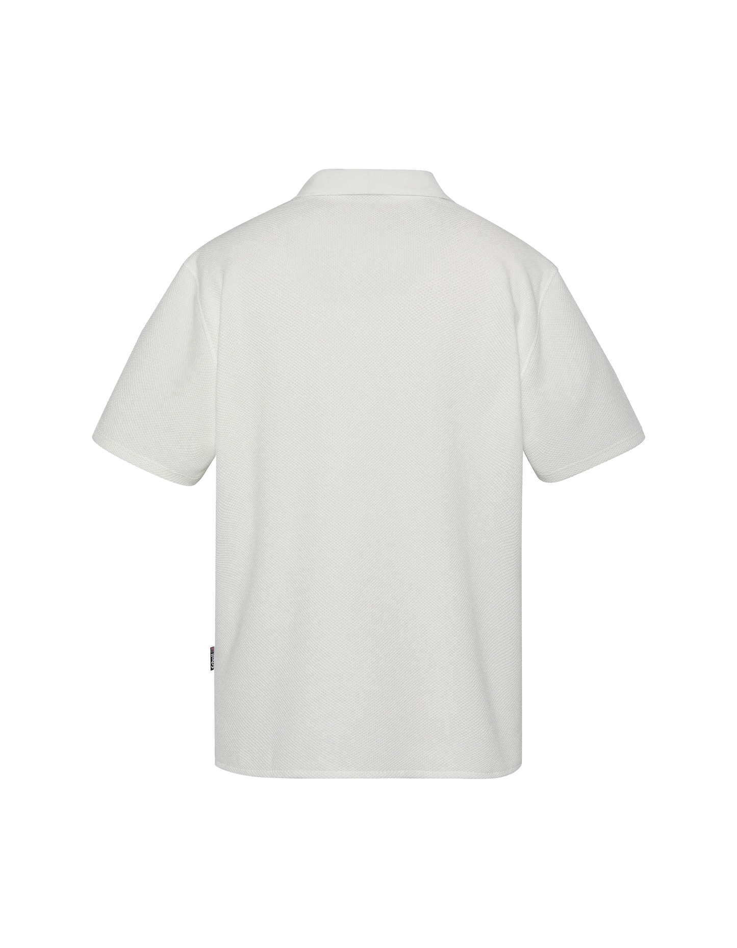 Waffle-effect knitted white shirt