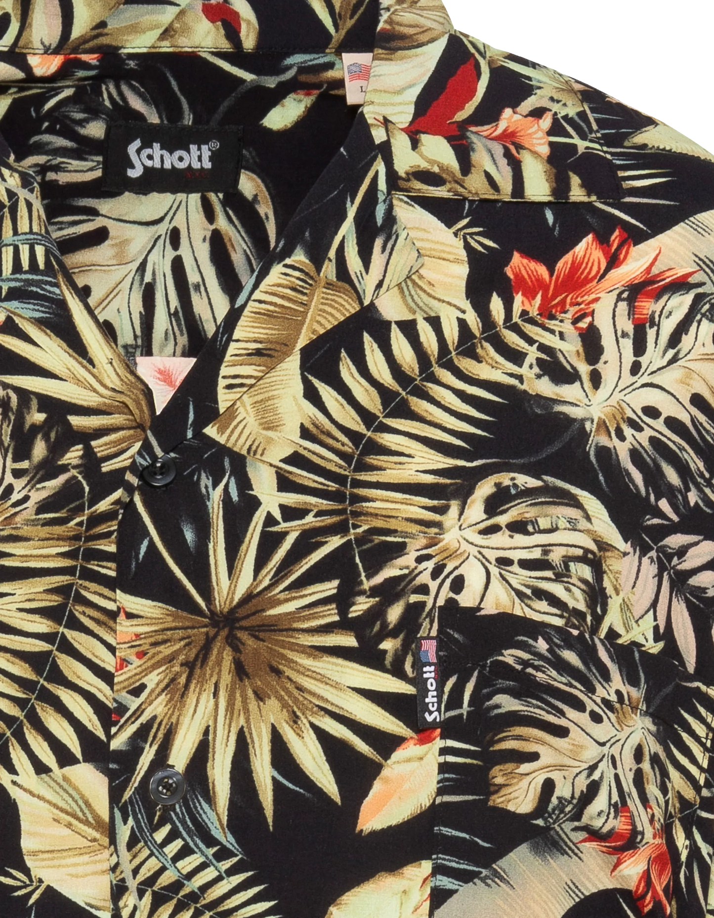 Schwarzes Hemd mit tropischem Print