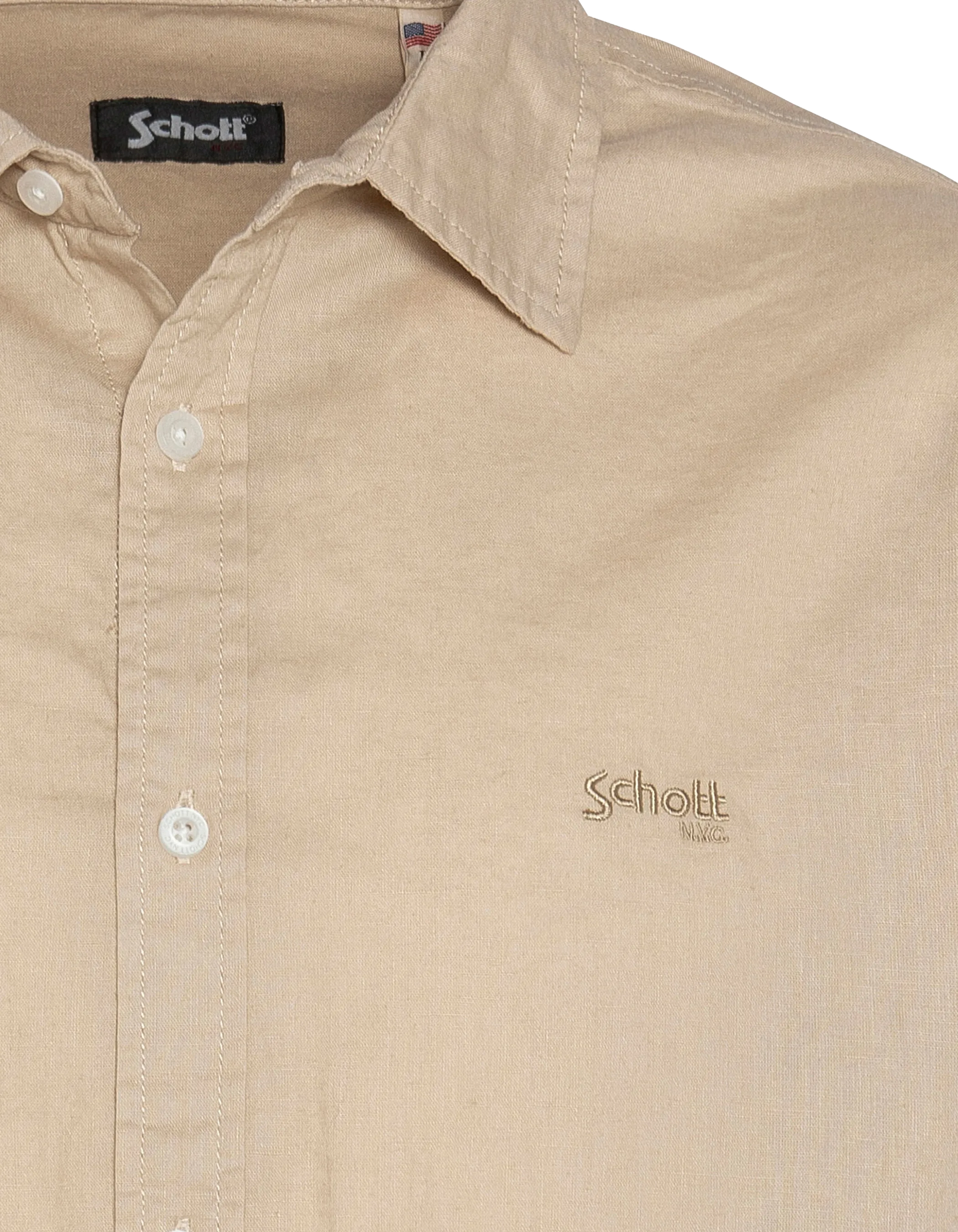 Camicia beige di cotone e lino e lino