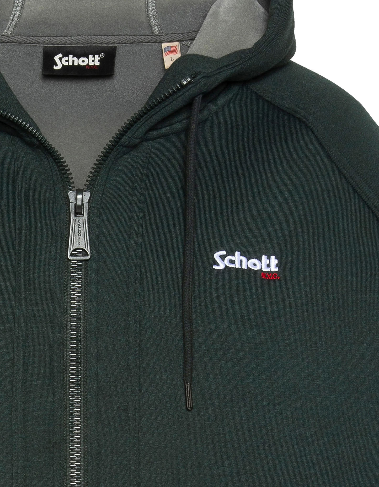 Dunkelgrünes Sweatshirt mit Reißverschluss und Kapuze aus Triplux