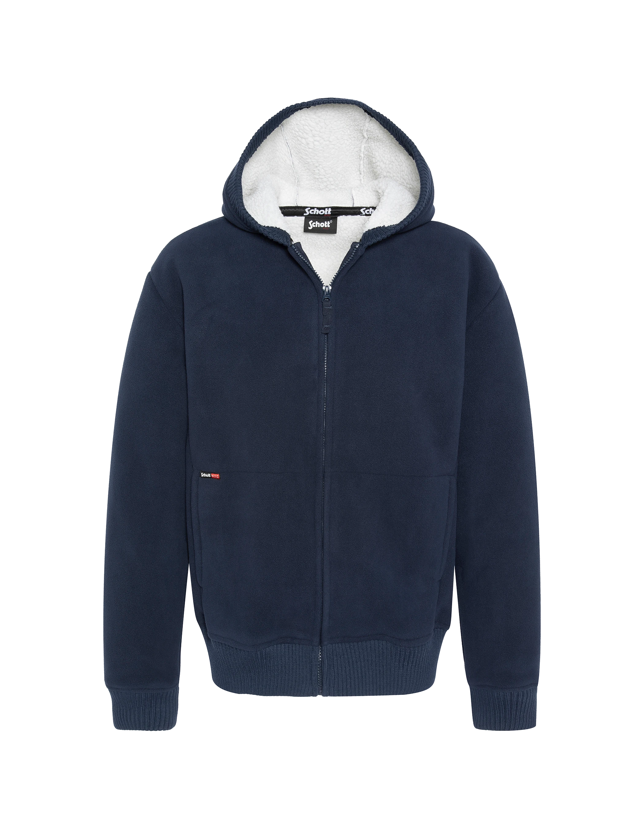 Navy zipped polar sweatshirt for hooded - SW550 | Schott NYC®