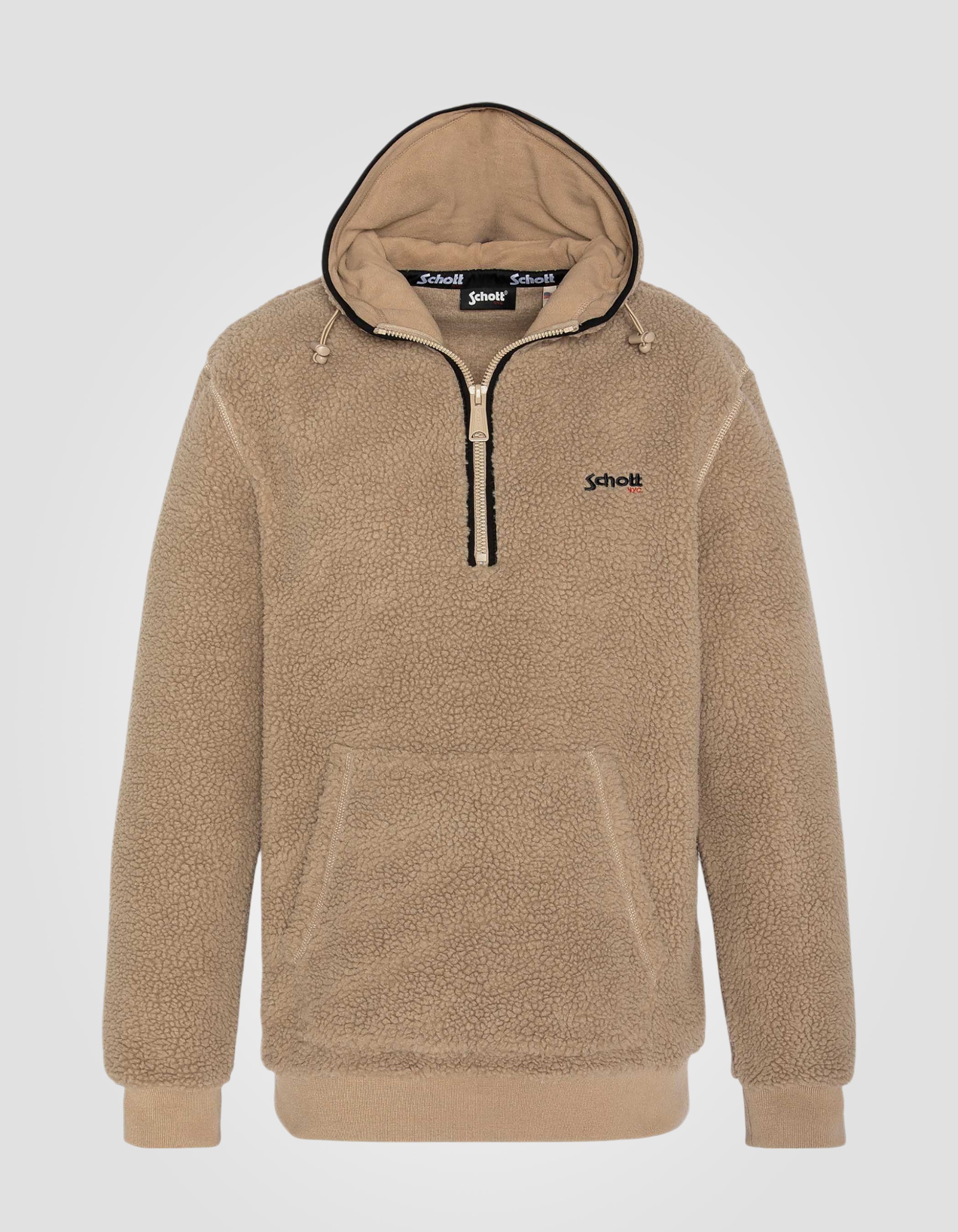 Sherpa hooded beige sweatshirt Swandric1 Schott NYC®